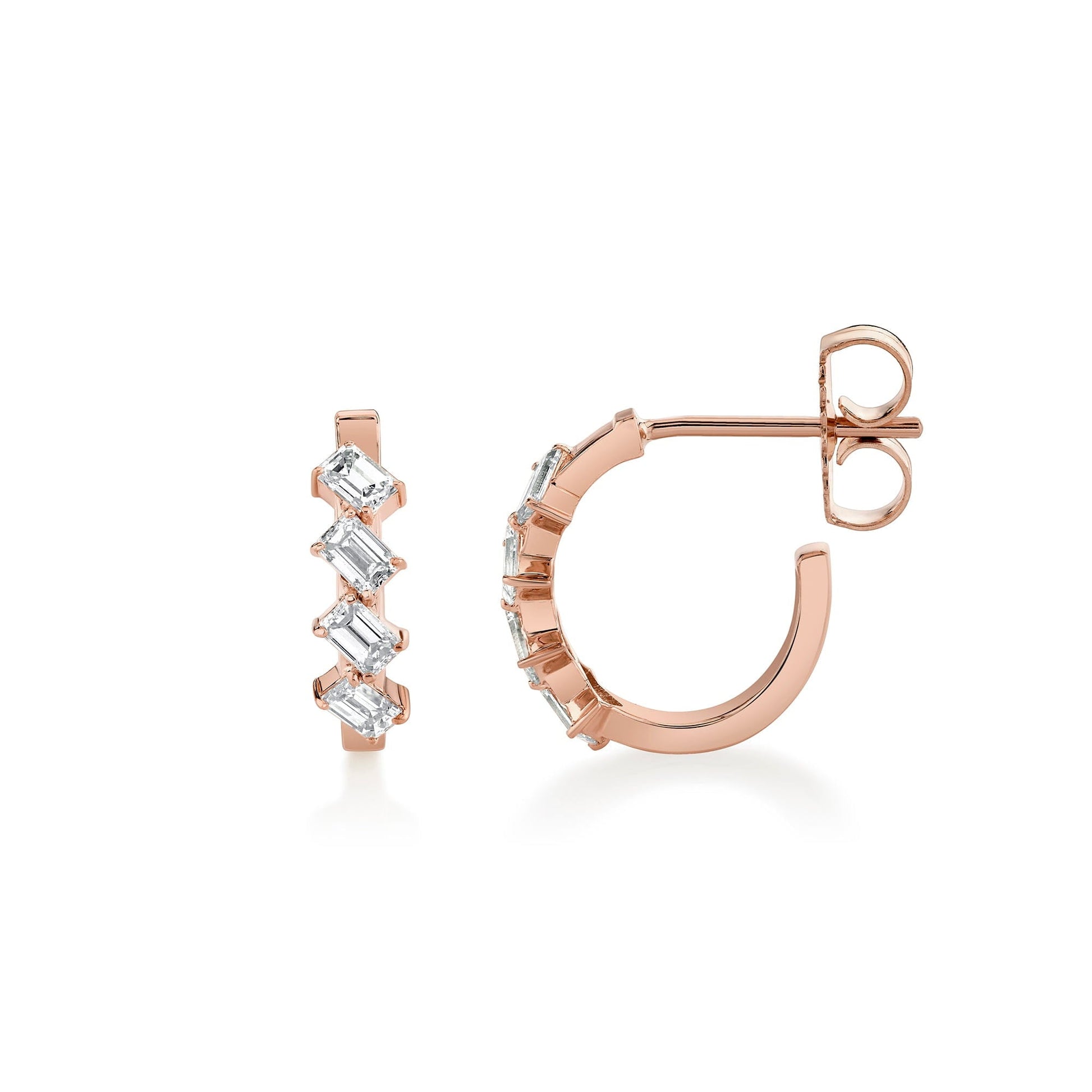 Mini Montage Emerald Cut Diamond Hoops