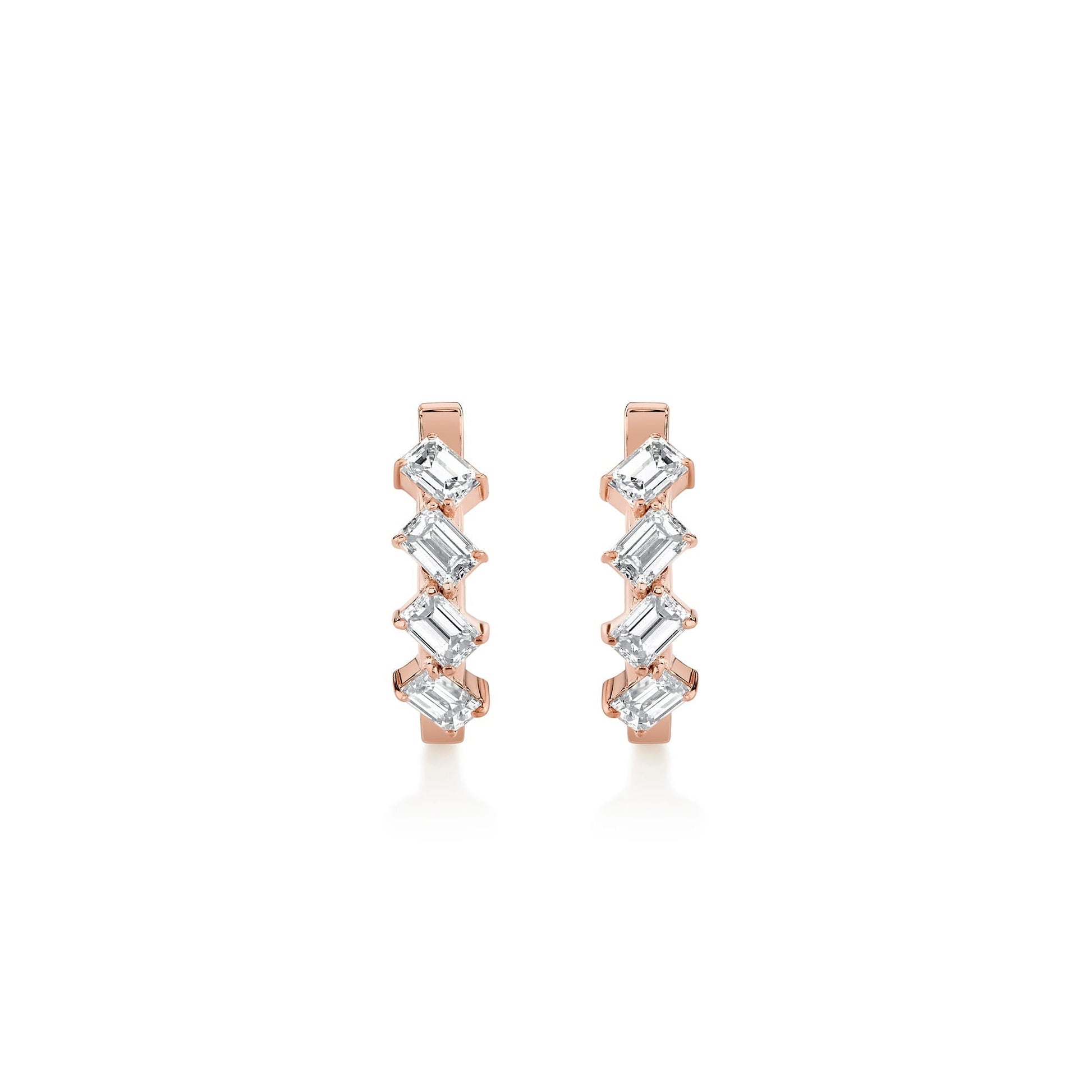Mini Montage Emerald Cut Diamond Hoops