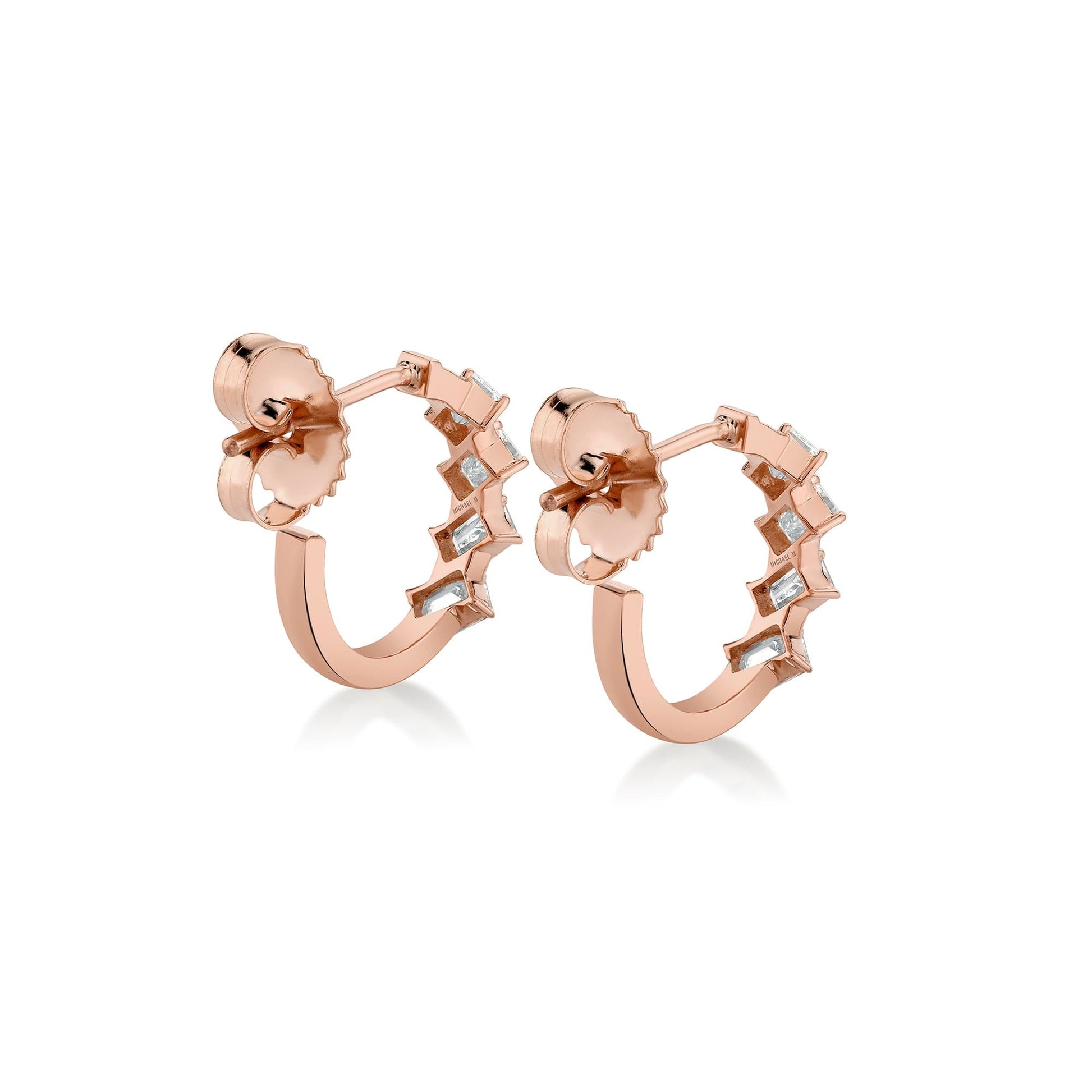 Mini Montage Emerald Cut Diamond Hoops