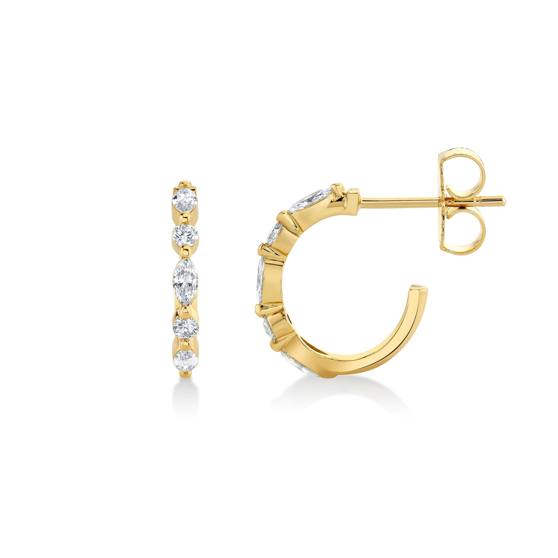 Mini Montage Marquise and Round Cut Diamond Hoops