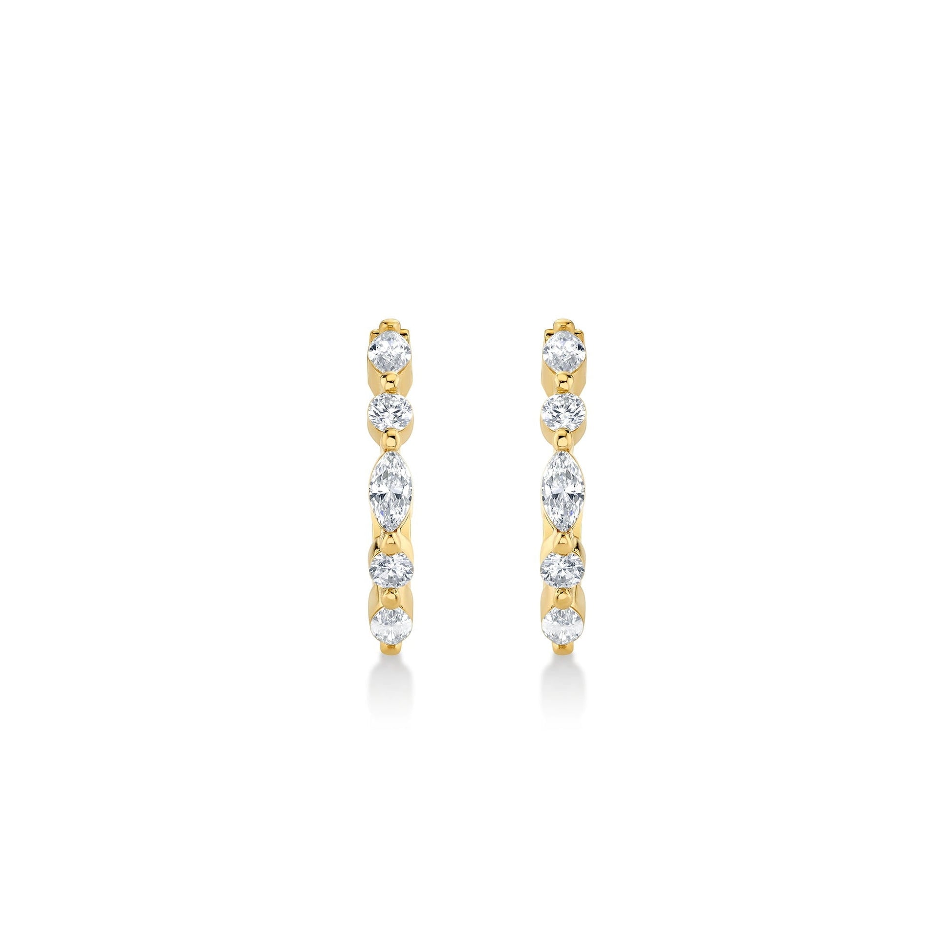 Mini Montage Marquise and Round Cut Diamond Hoops