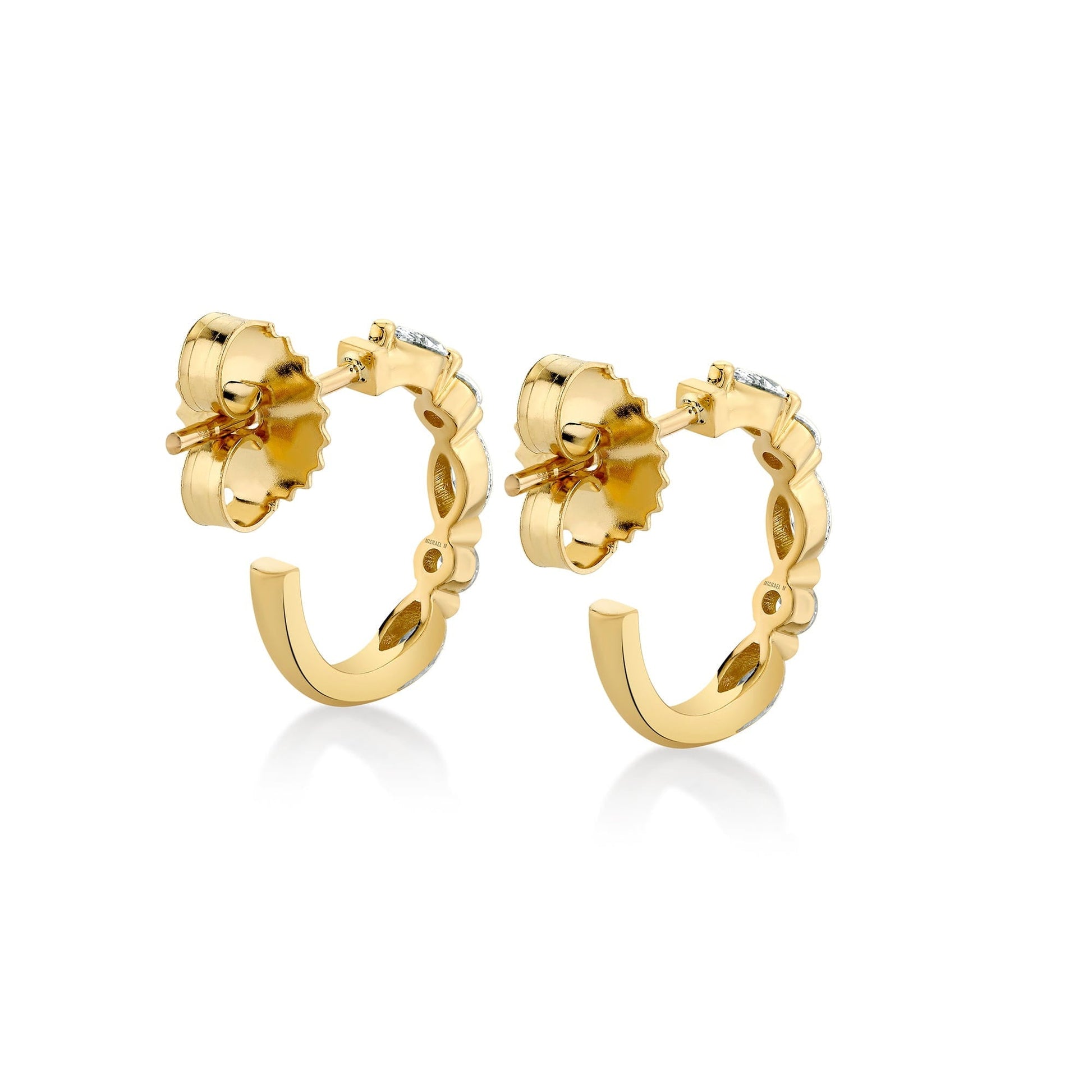 Mini Montage Marquise and Round Cut Diamond Hoops