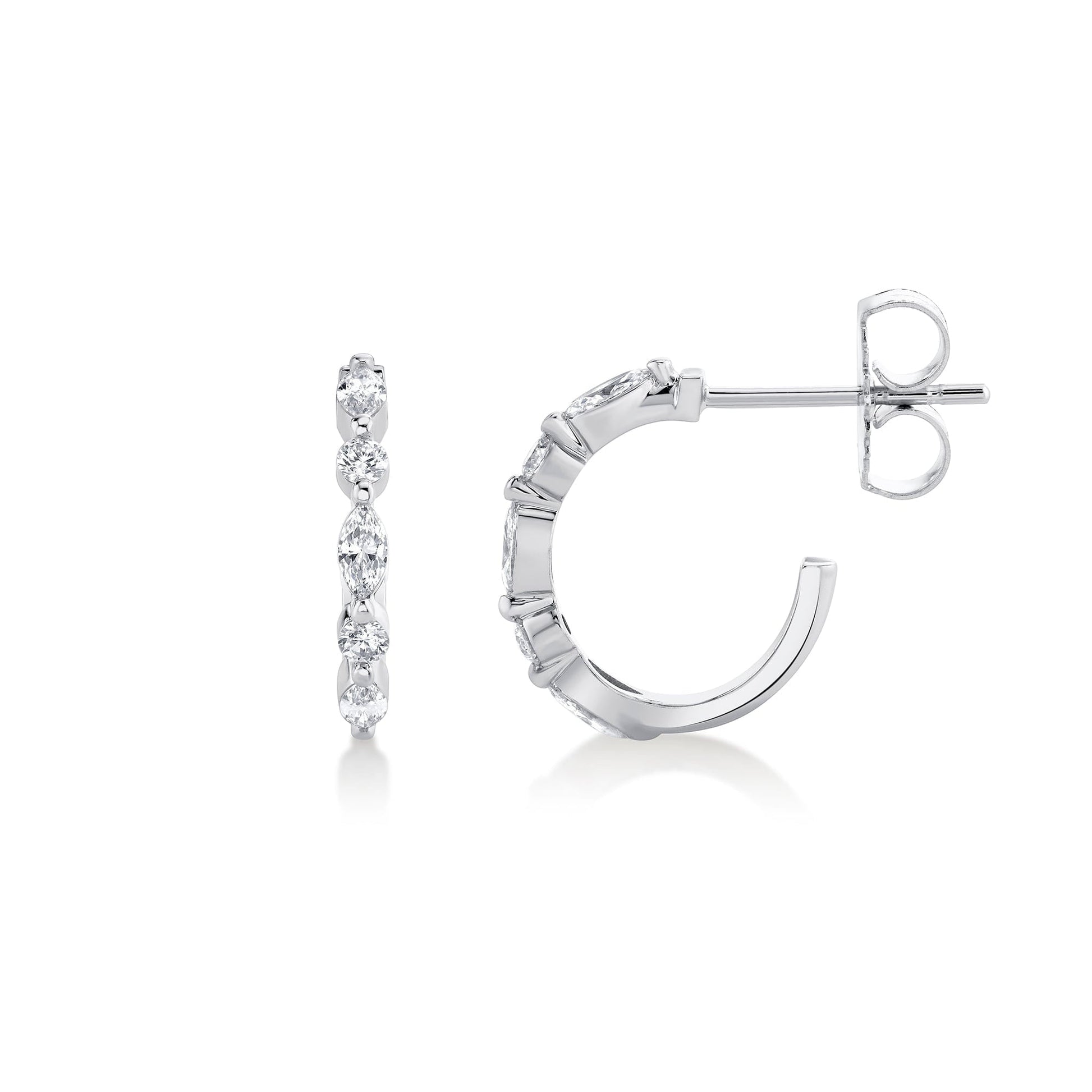 Mini Montage Marquise and Round Cut Diamond Hoops