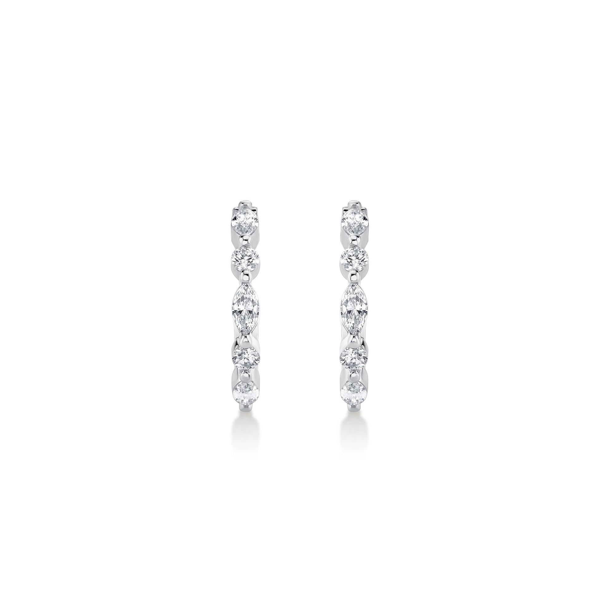 Mini Montage Marquise and Round Cut Diamond Hoops