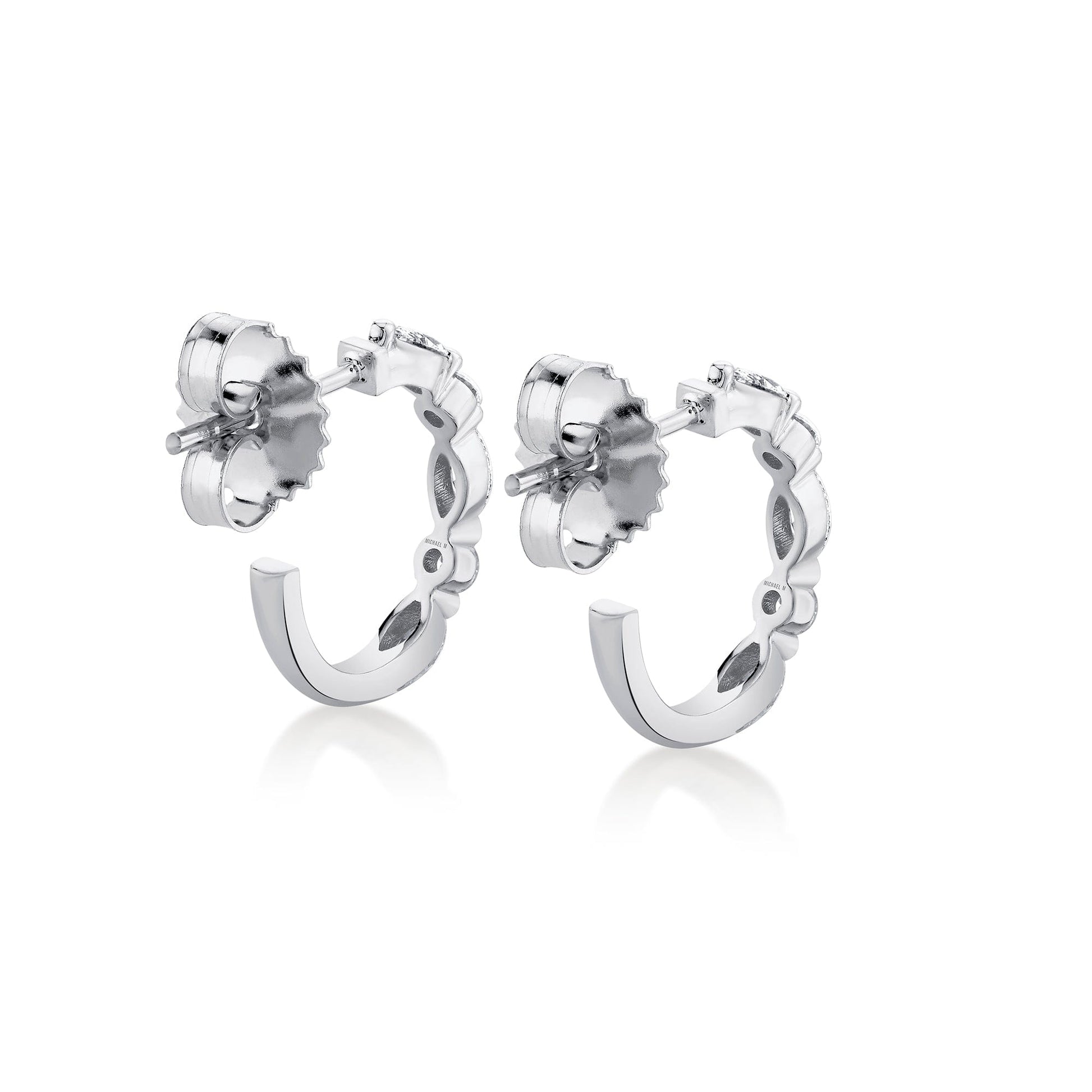 Mini Montage Marquise and Round Cut Diamond Hoops