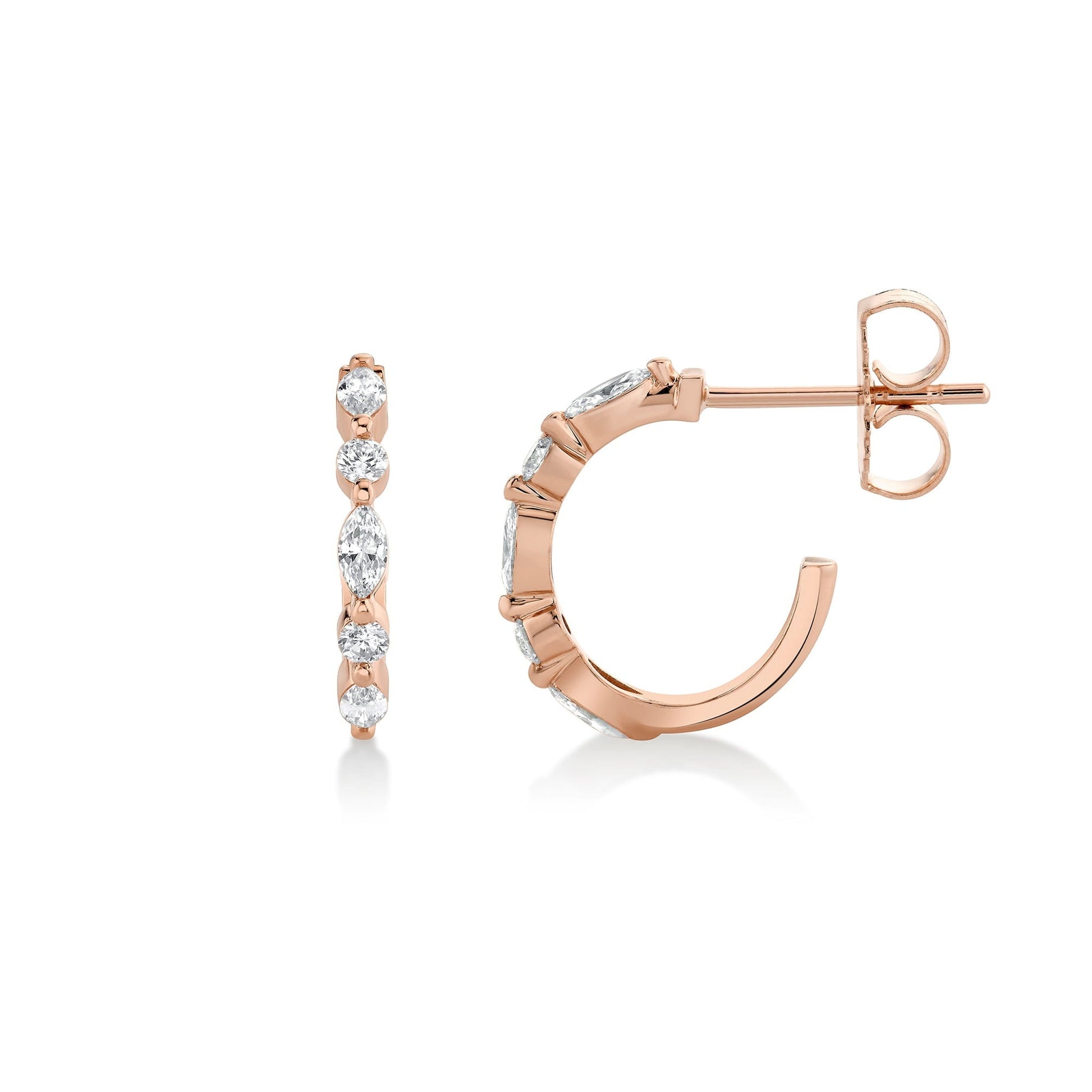Mini Montage Marquise and Round Cut Diamond Hoops