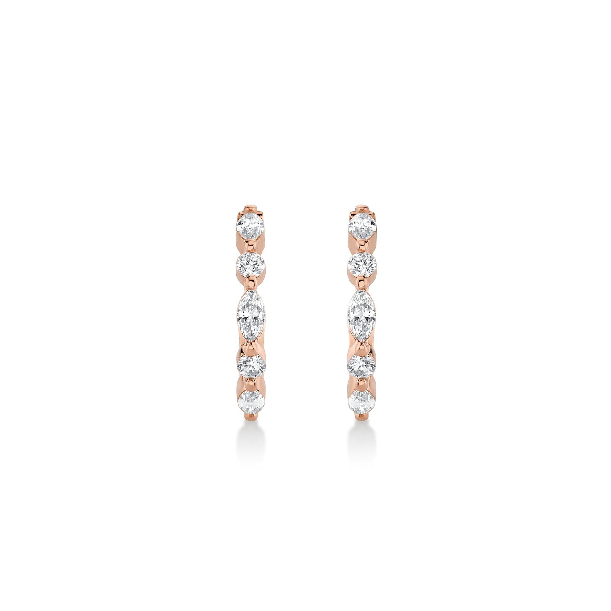 Mini Montage Marquise and Round Cut Diamond Hoops