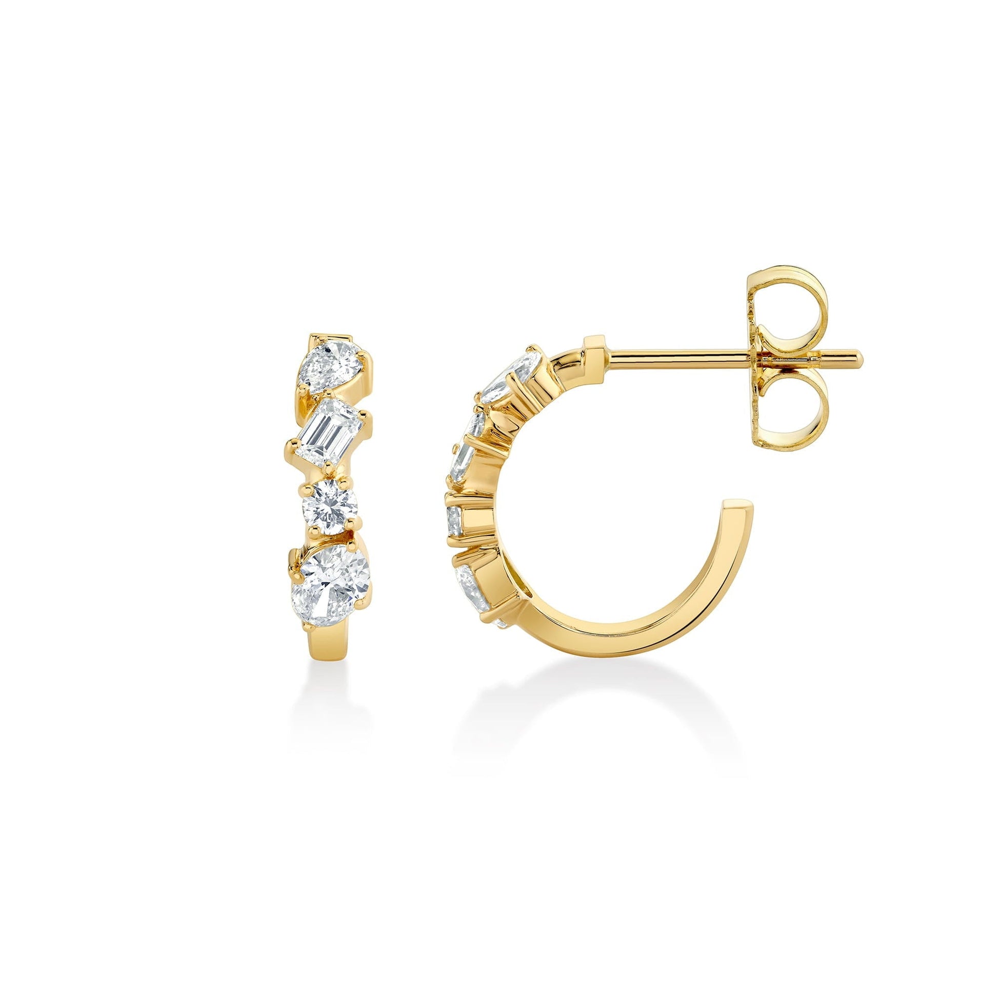 Mini Montage Mixed Cut Diamond Hoops