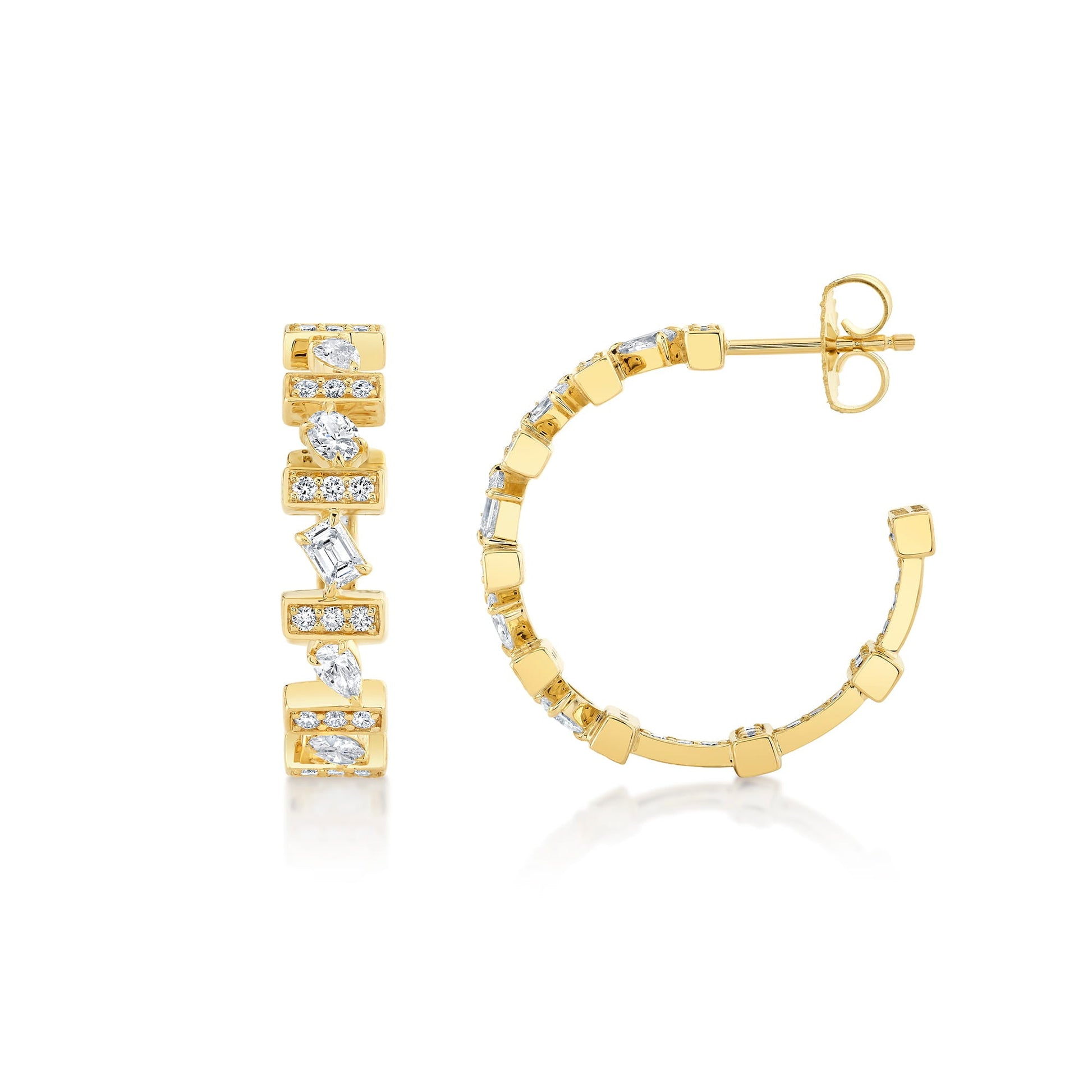 Montage Mixed-Cut Pavé Bar Earrings