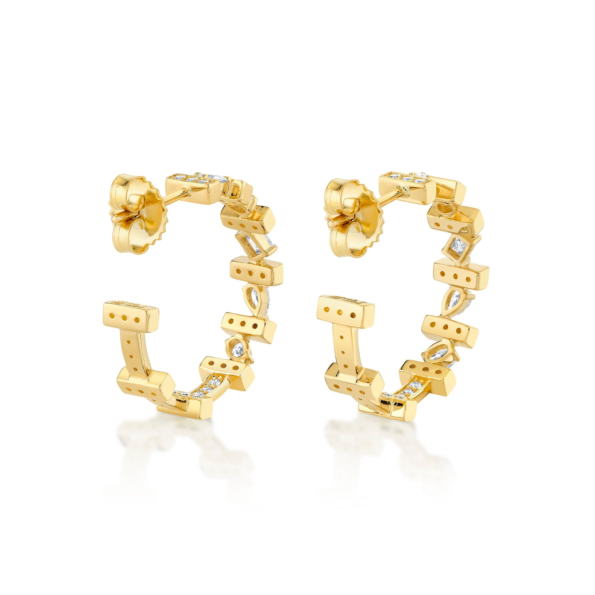 Montage Mixed-Cut Pavé Bar Earrings