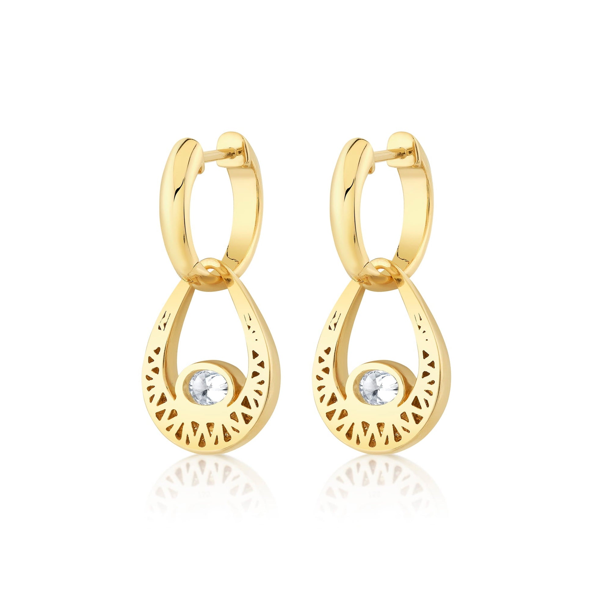 Orb Teardrop Bezel Drop Earrings