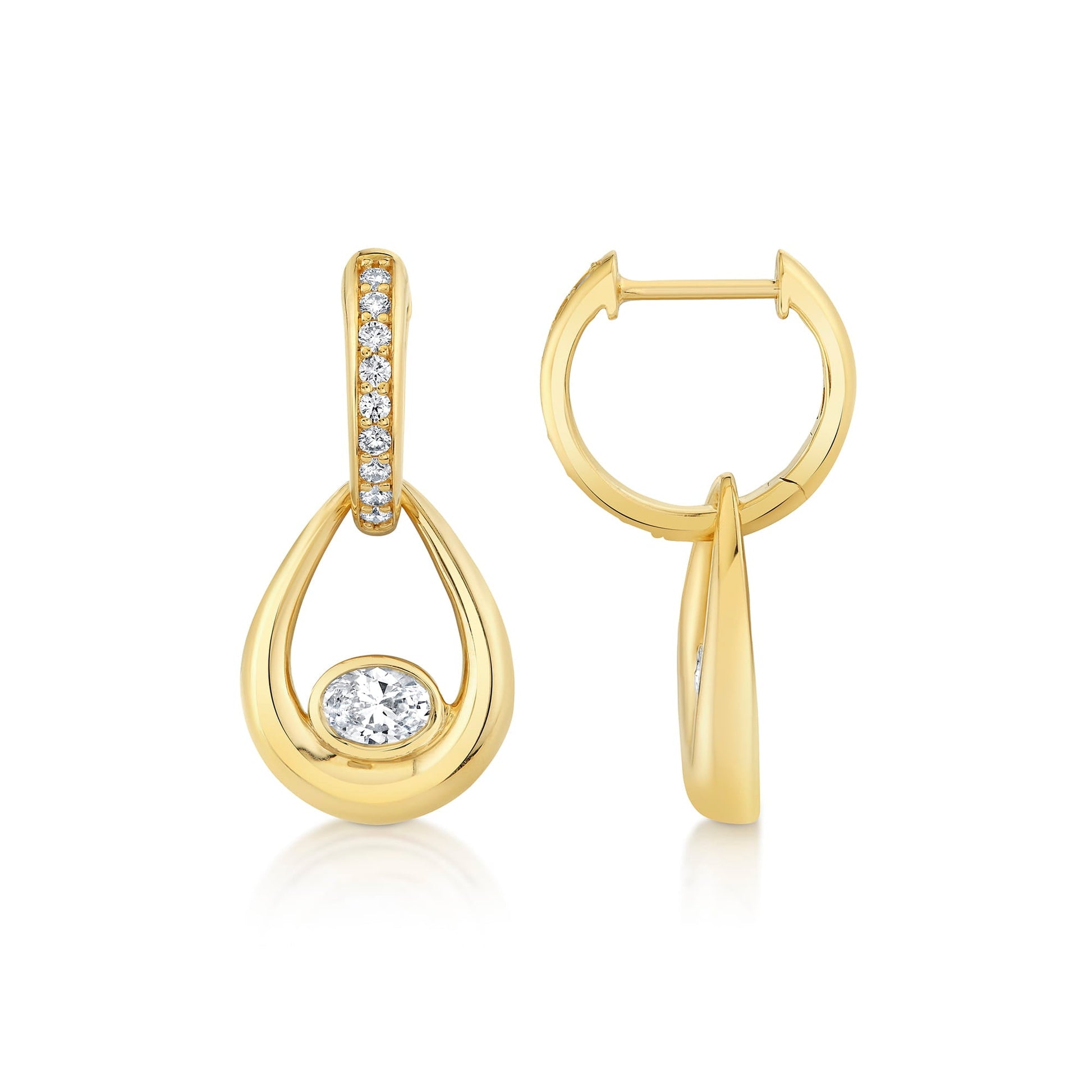 Orb Teardrop Bezel Drop Earrings