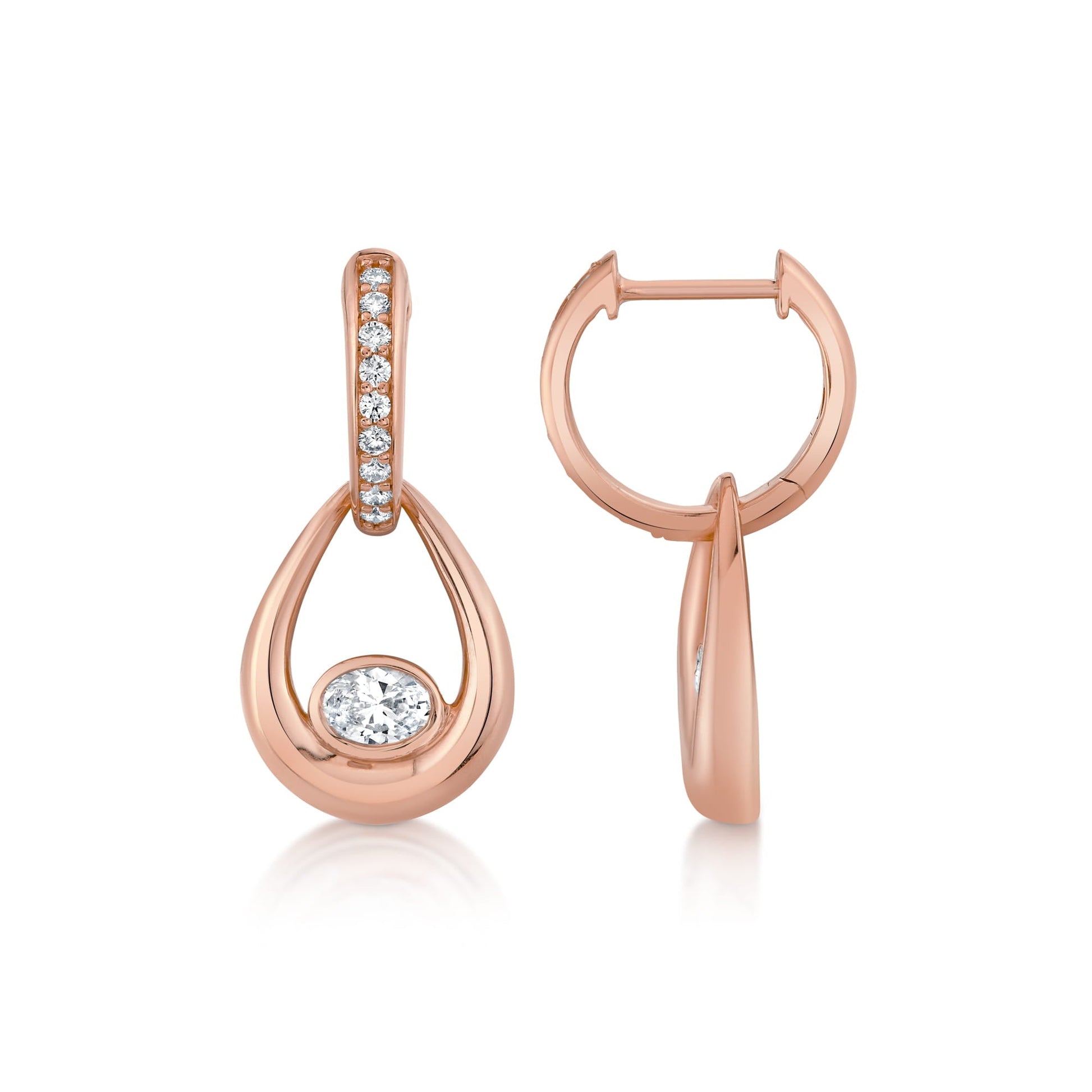 Orb Teardrop Bezel Drop Earrings