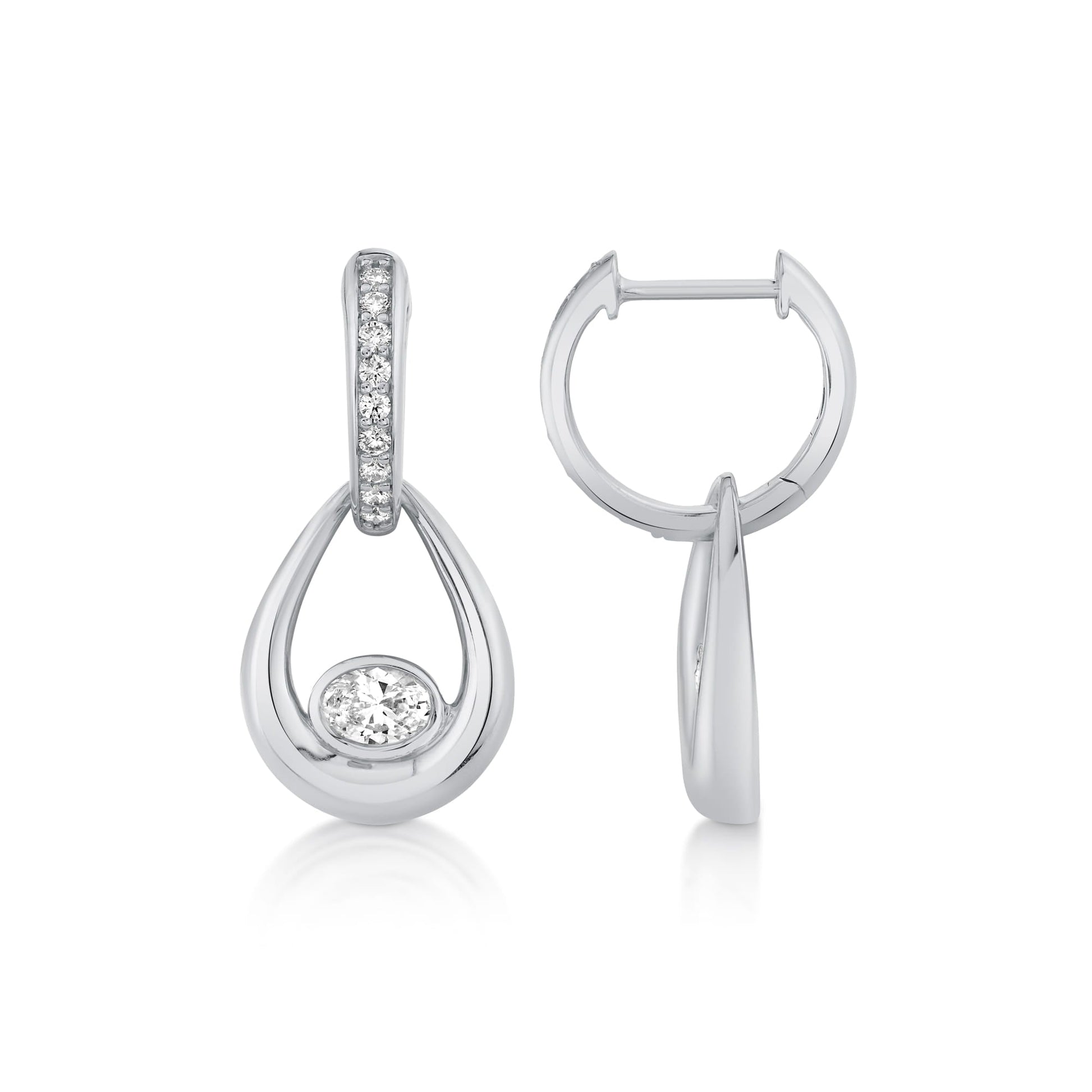 Orb Teardrop Bezel Drop Earrings