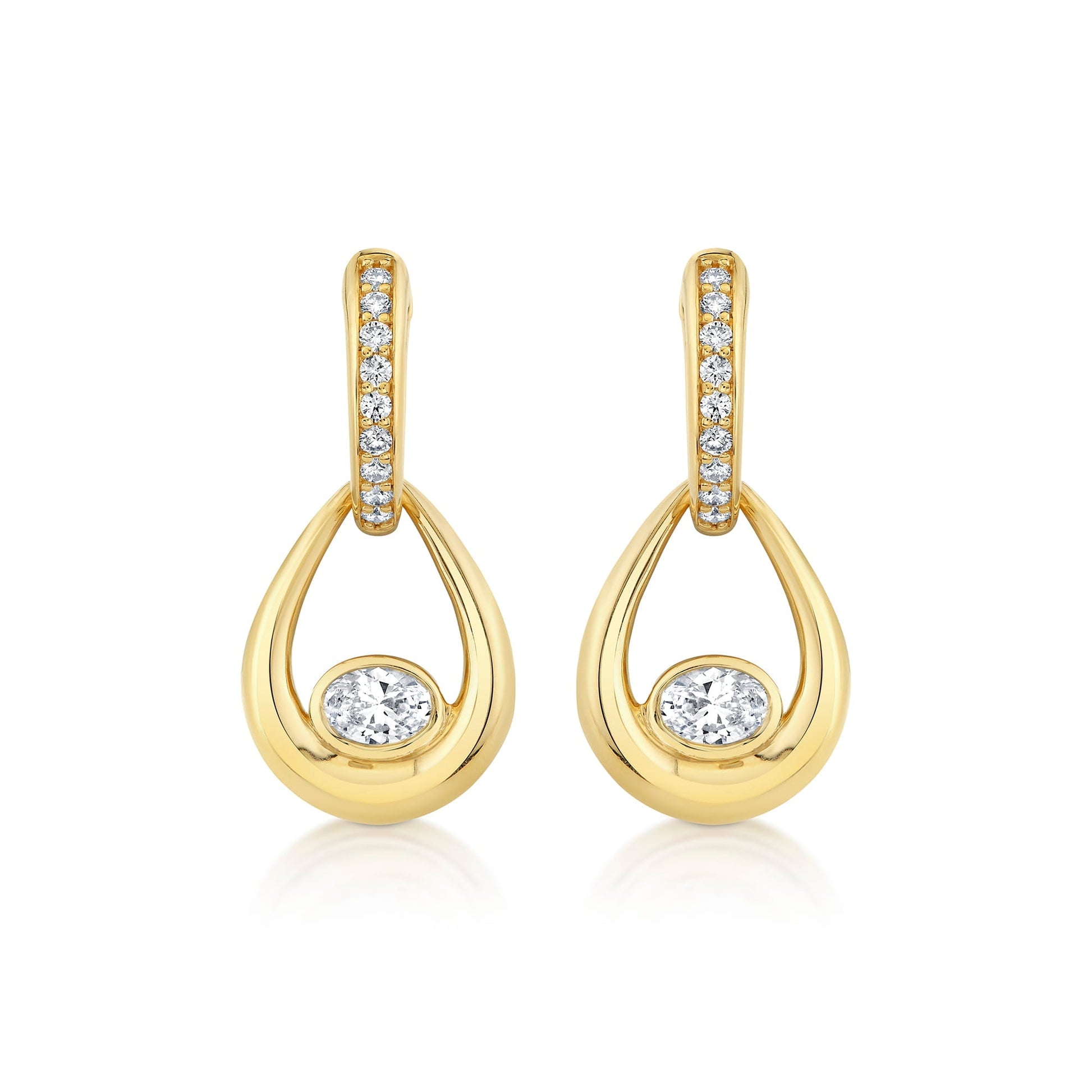 Orb Teardrop Bezel Drop Earrings