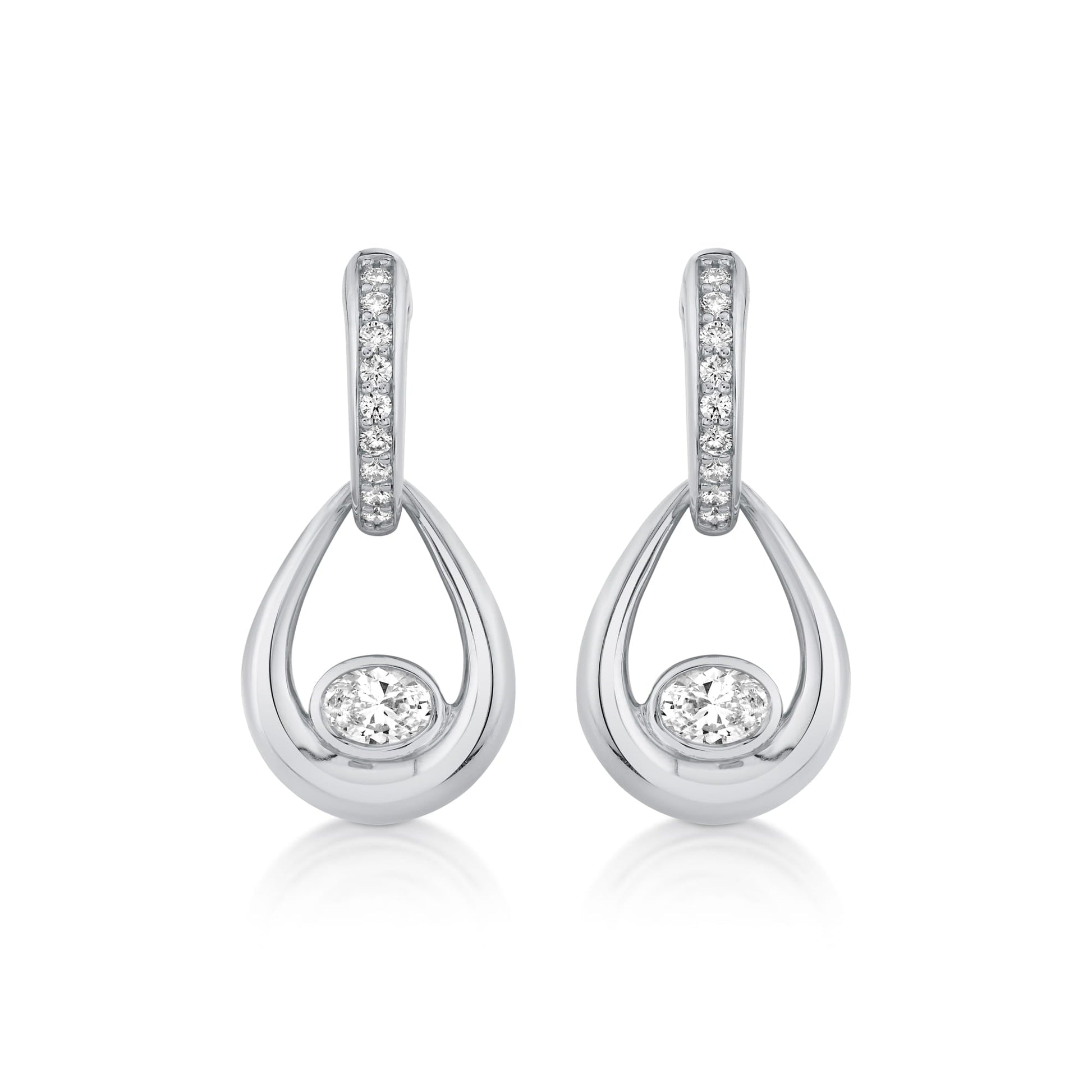 Orb Teardrop Bezel Drop Earrings