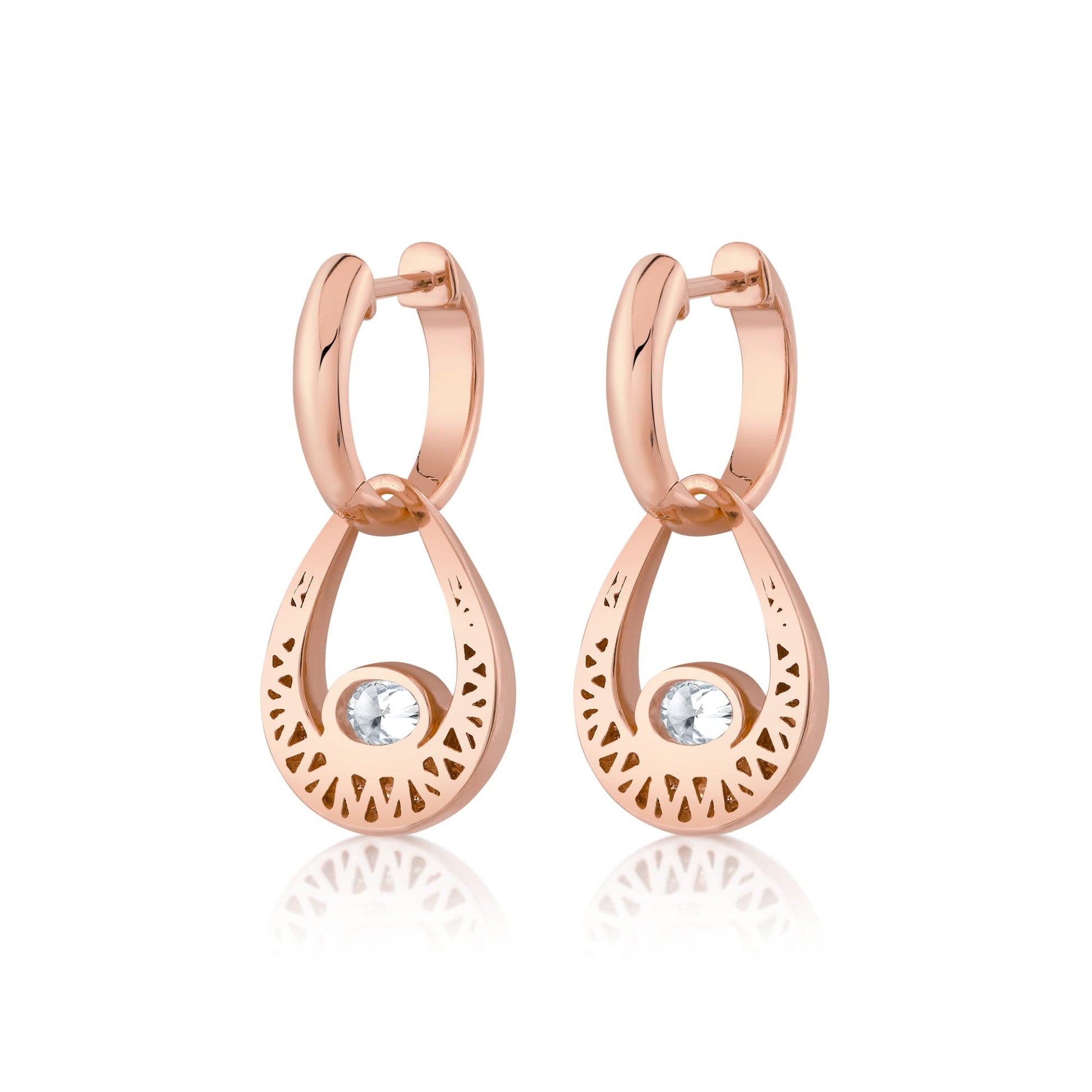 Orb Teardrop Bezel Drop Earrings