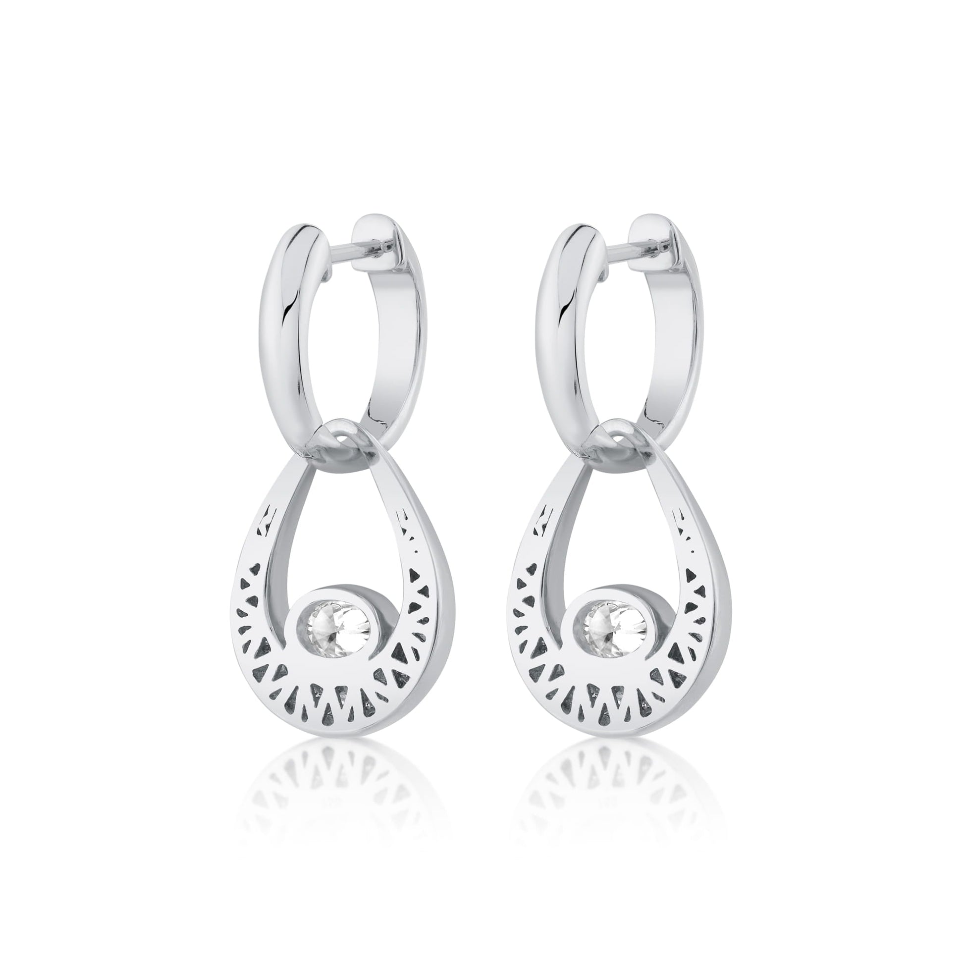 Orb Teardrop Bezel Drop Earrings