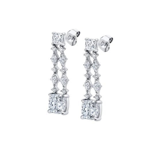 Montage Cushion Cut Drop Earrings
