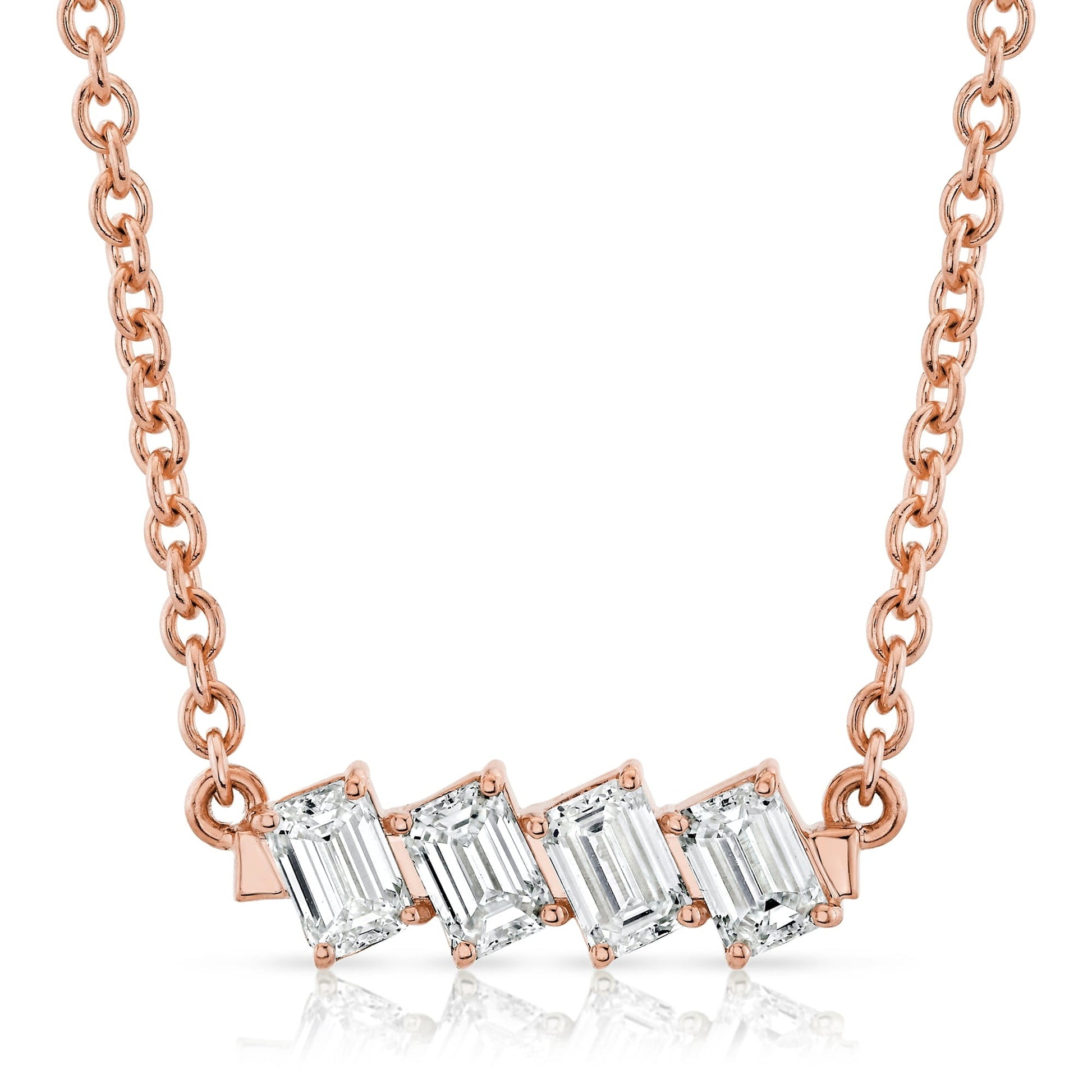 Mini Montage Emerald Cut Diamond Bar Necklace