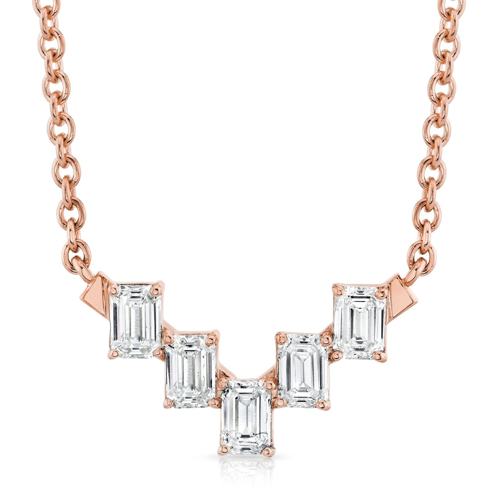 Mini Montage Emerald Cut Diamond Chevron Necklace