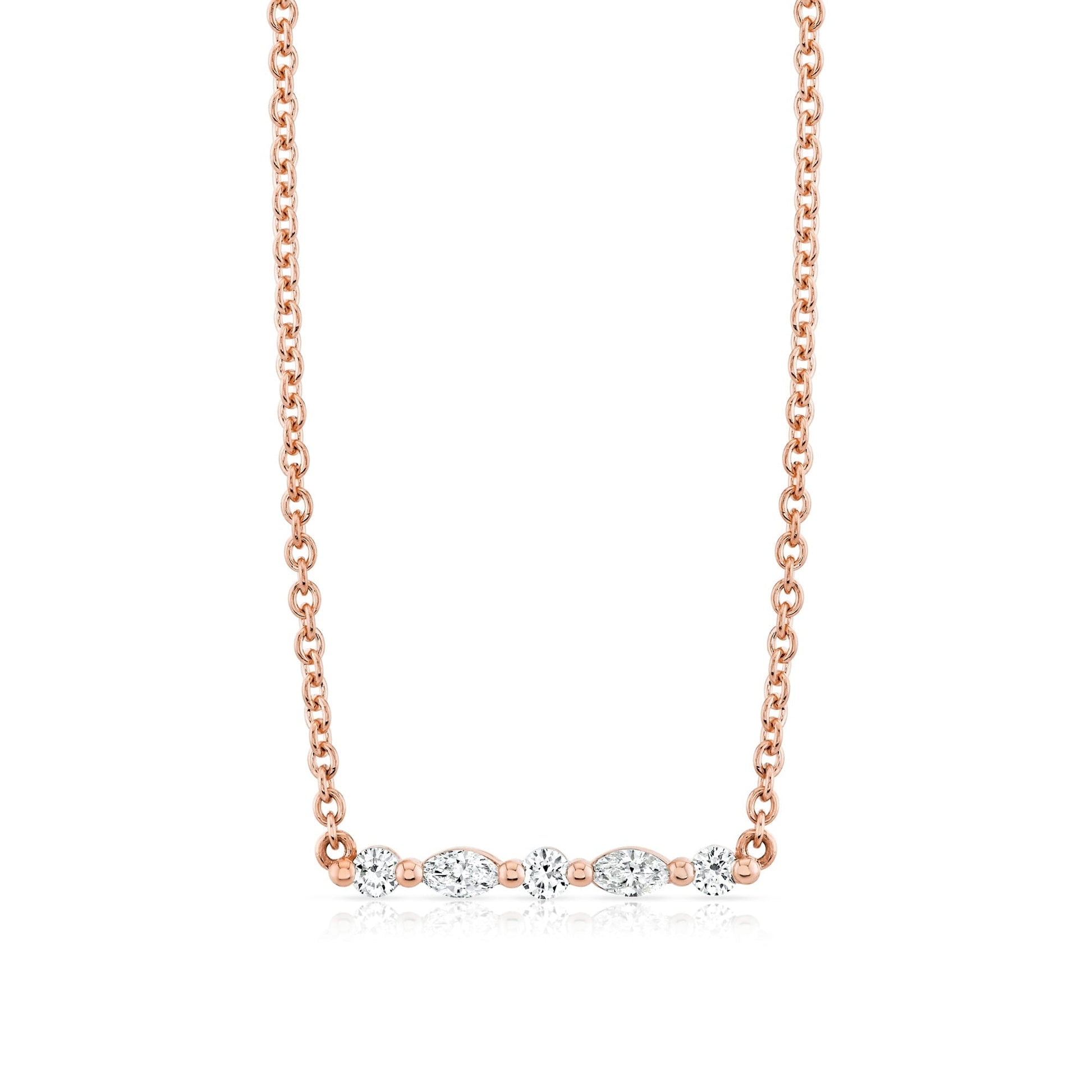 Mini Montage Marquise and Round Cut Diamond Bar Necklace