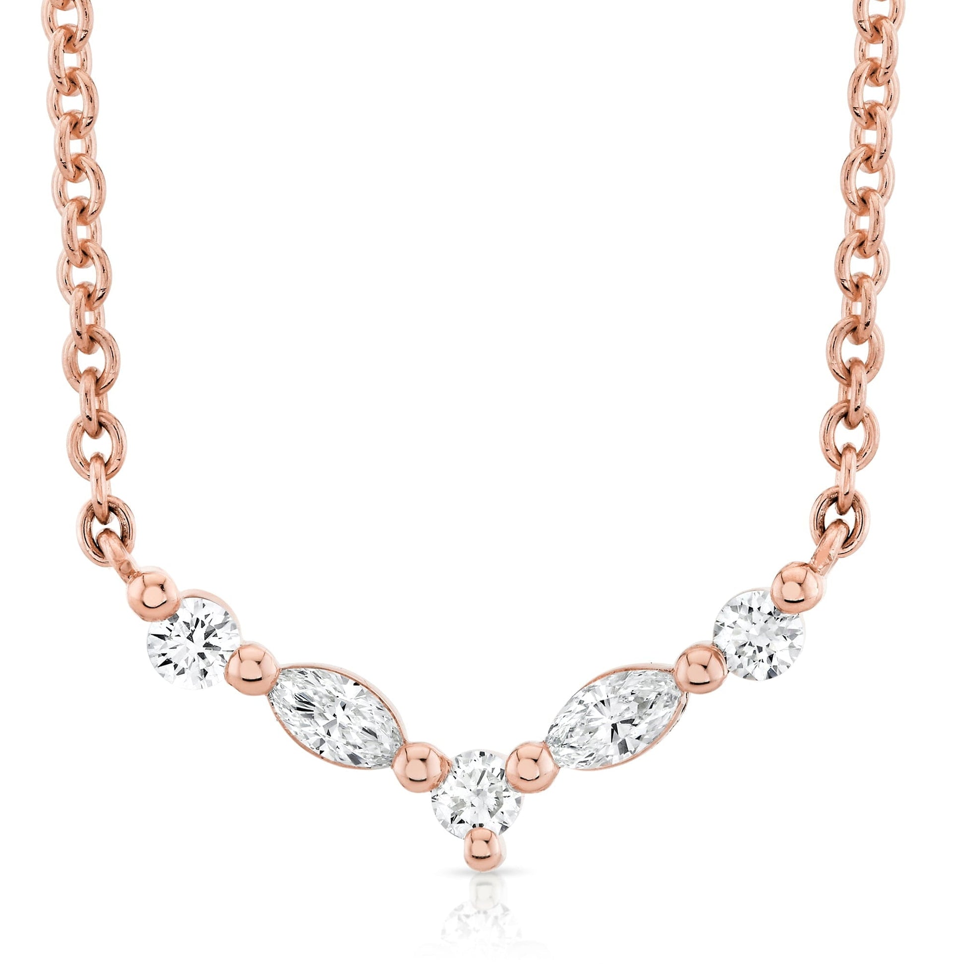 Mini Montage Marquise and Round Cut Diamond Chevron Necklace