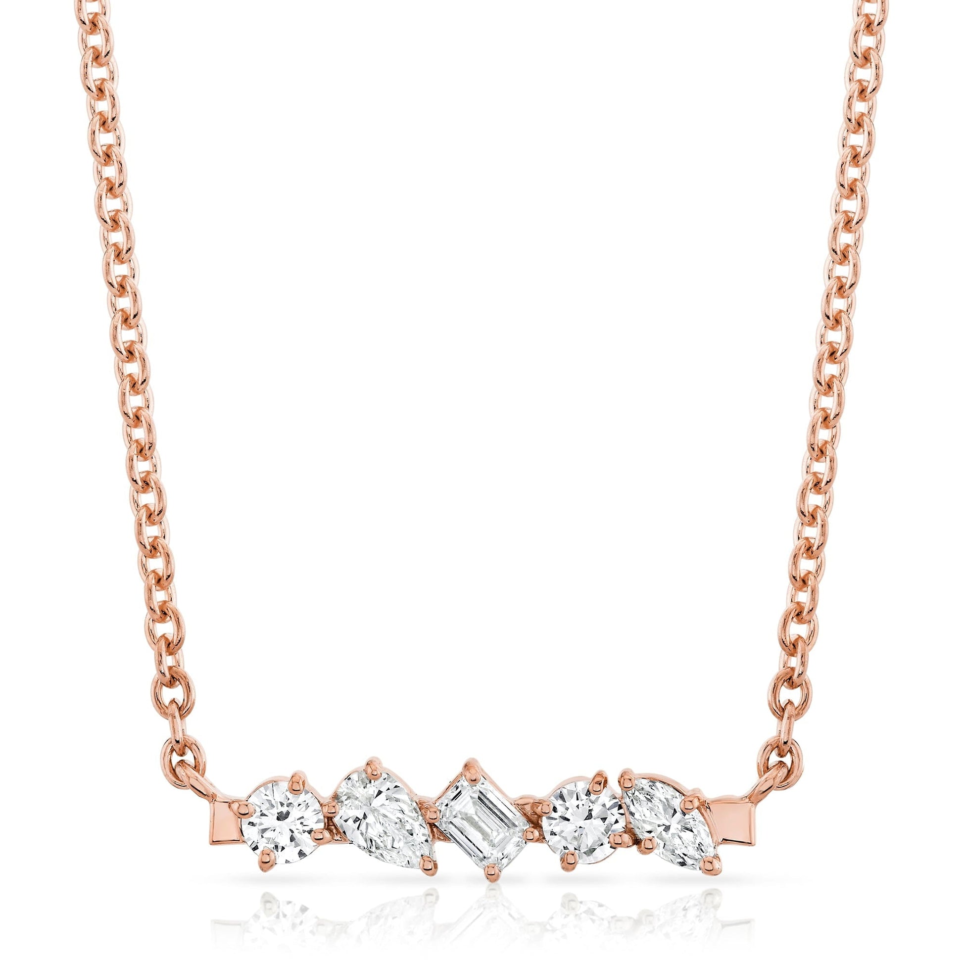 Mini Montage Mixed Cut Diamond Bar Necklace