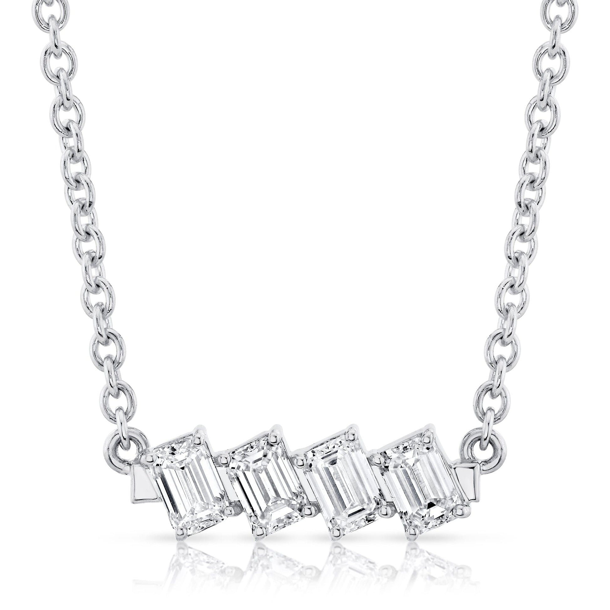 Mini Montage Emerald Cut Diamond Bar Necklace