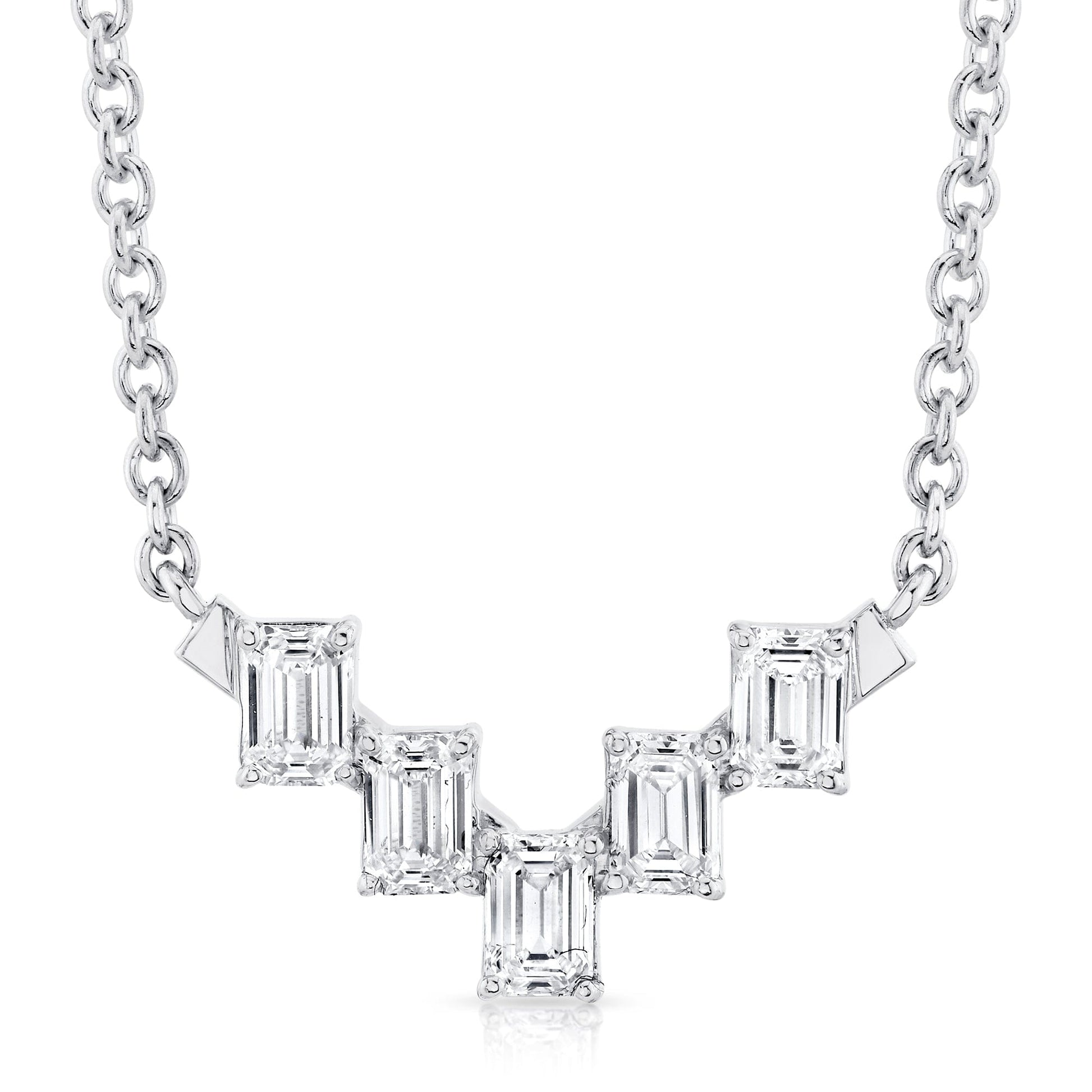 Mini Montage Emerald Cut Diamond Chevron Necklace