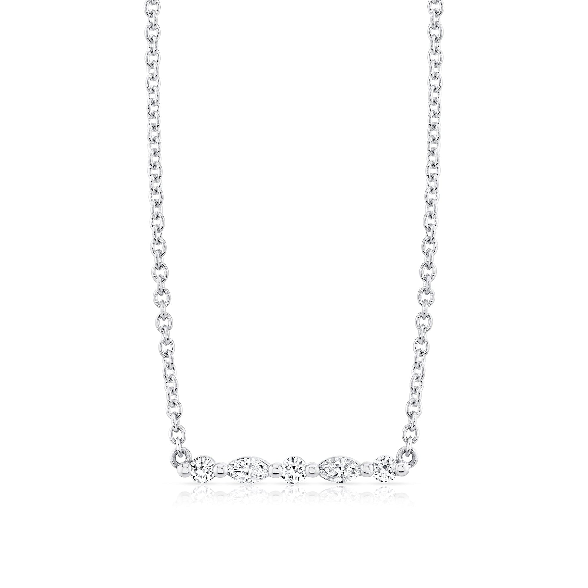 Mini Montage Marquise and Round Cut Diamond Bar Necklace