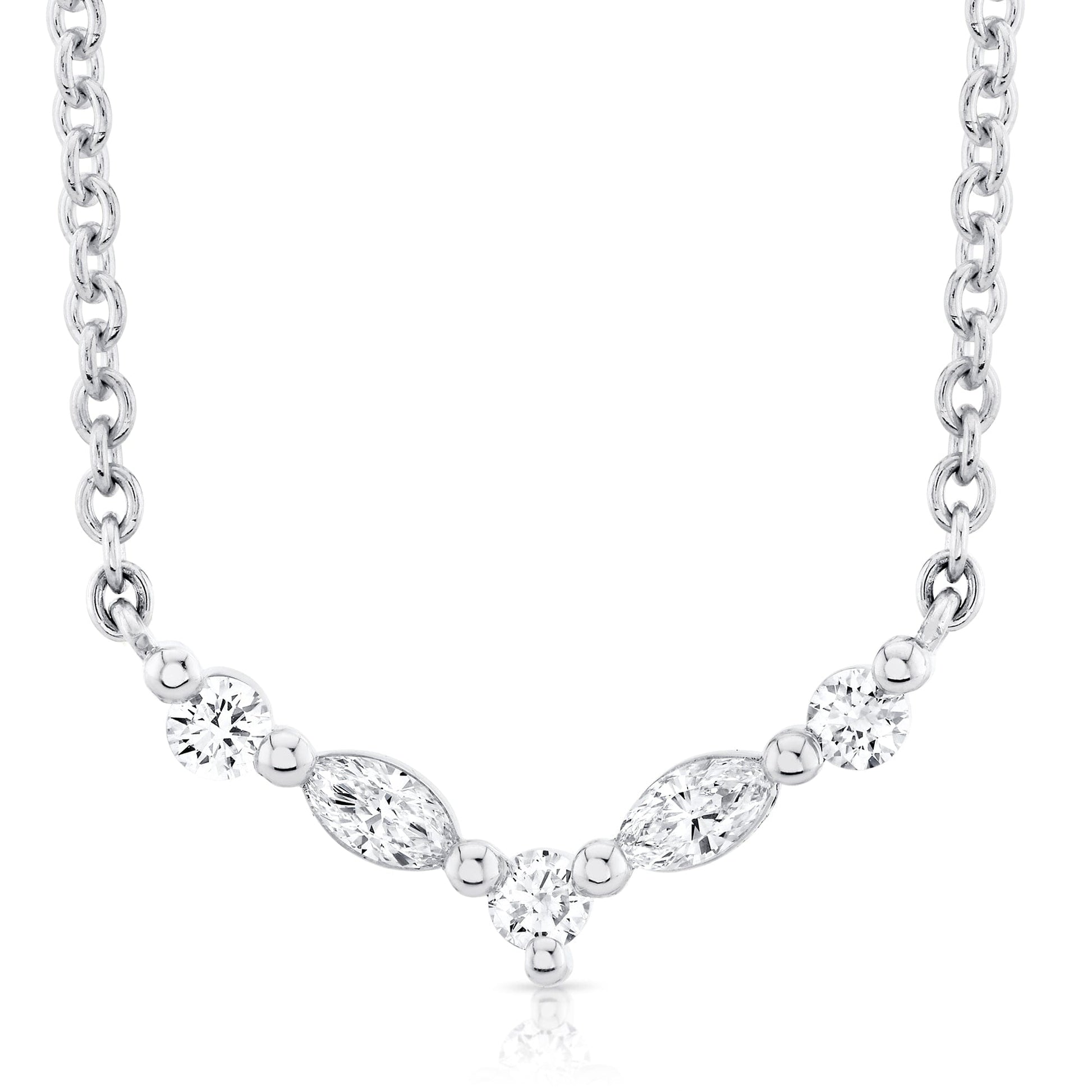 Mini Montage Marquise and Round Cut Diamond Chevron Necklace