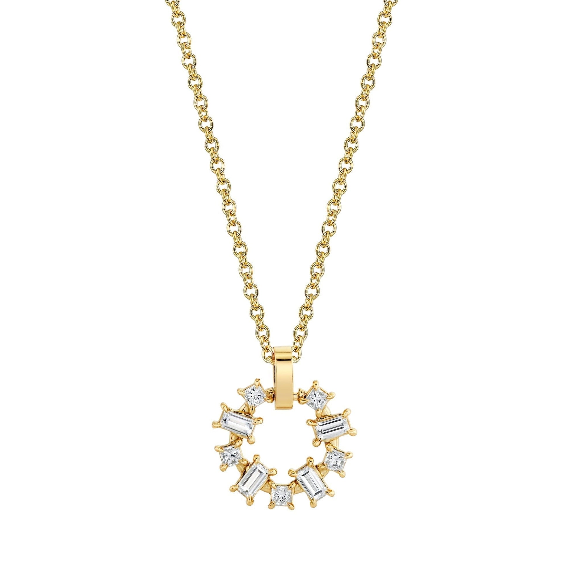 Mini Montage Baguette and Princess Cut Ring Pendant