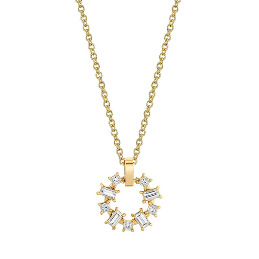 Mini Montage Baguette and Princess Cut Ring Pendant