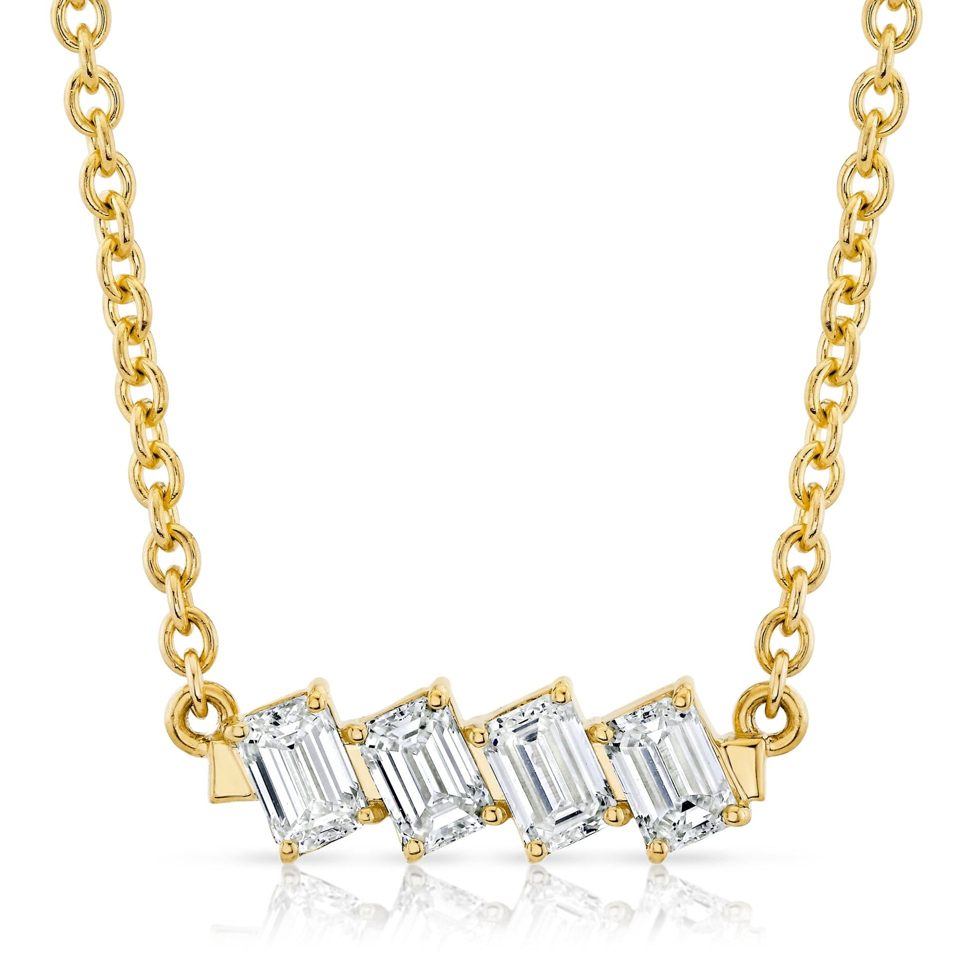 Mini Montage Emerald Cut Diamond Bar Necklace