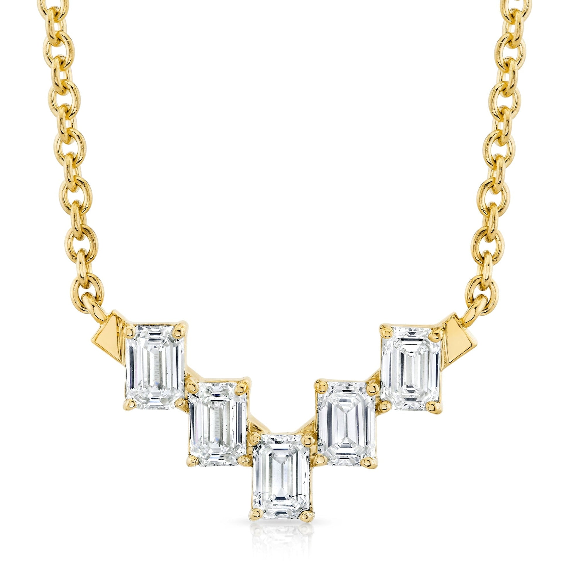 Mini Montage Emerald Cut Diamond Chevron Necklace