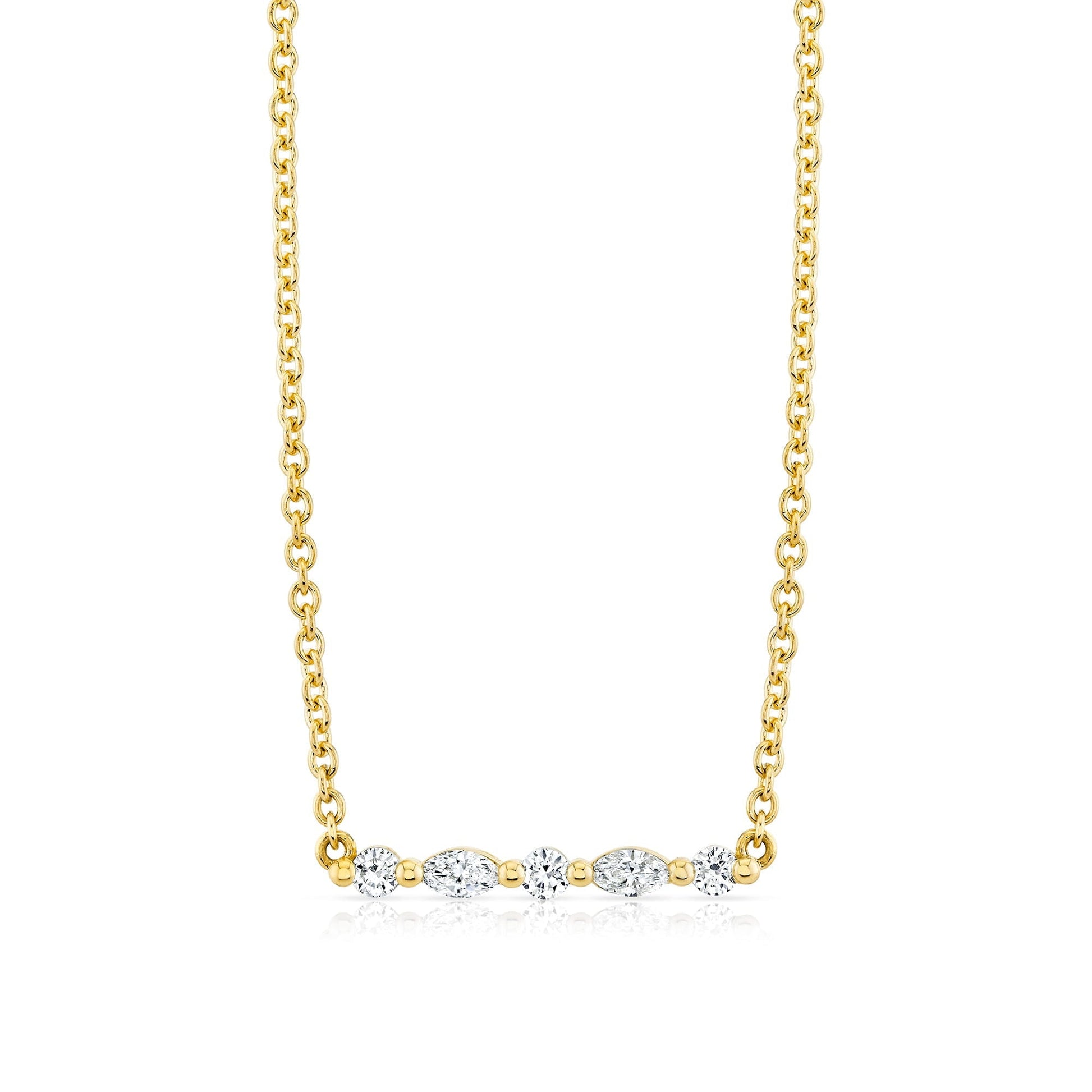 Mini Montage Marquise and Round Cut Diamond Bar Necklace