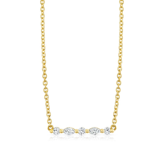 Mini Montage Marquise and Round Cut Diamond Bar Necklace