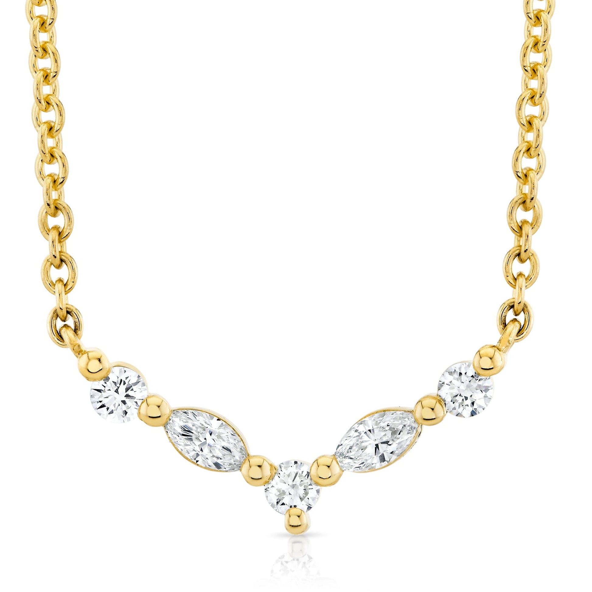 Mini Montage Marquise and Round Cut Diamond Chevron Necklace