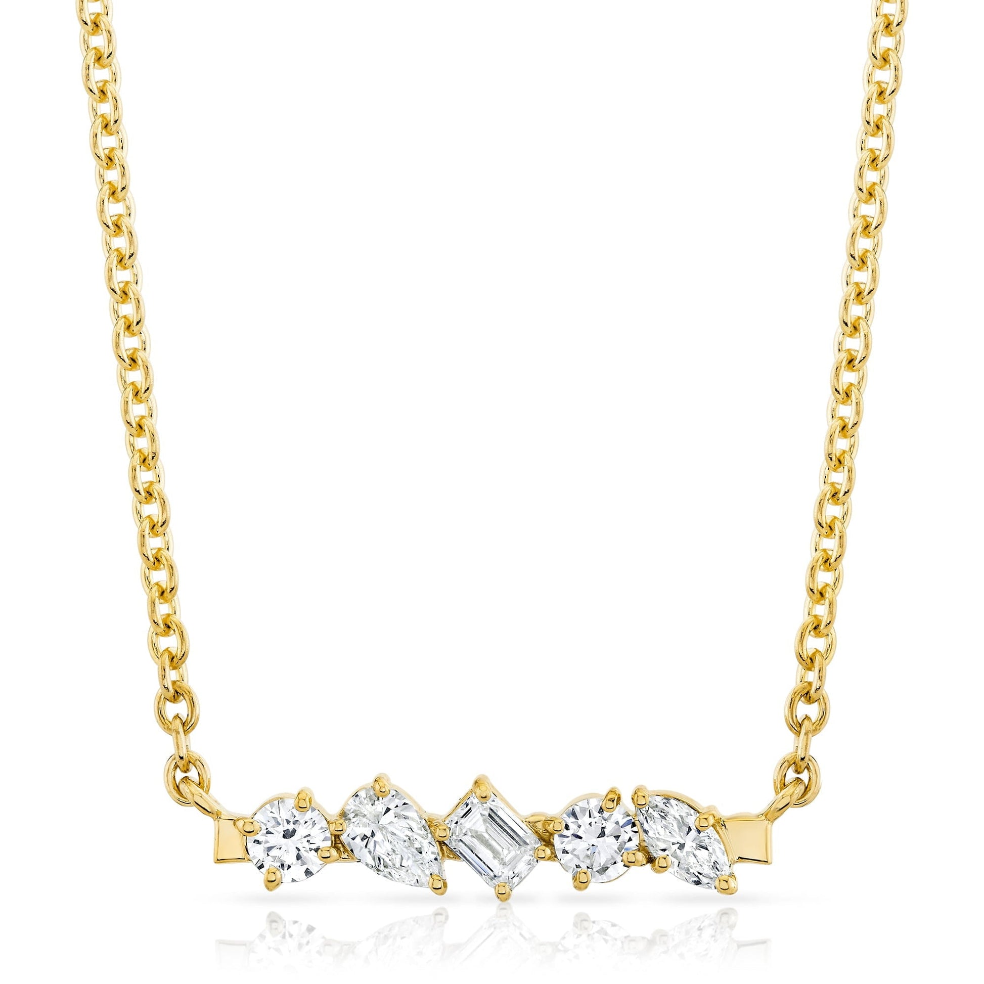 Mini Montage Mixed Cut Diamond Bar Necklace