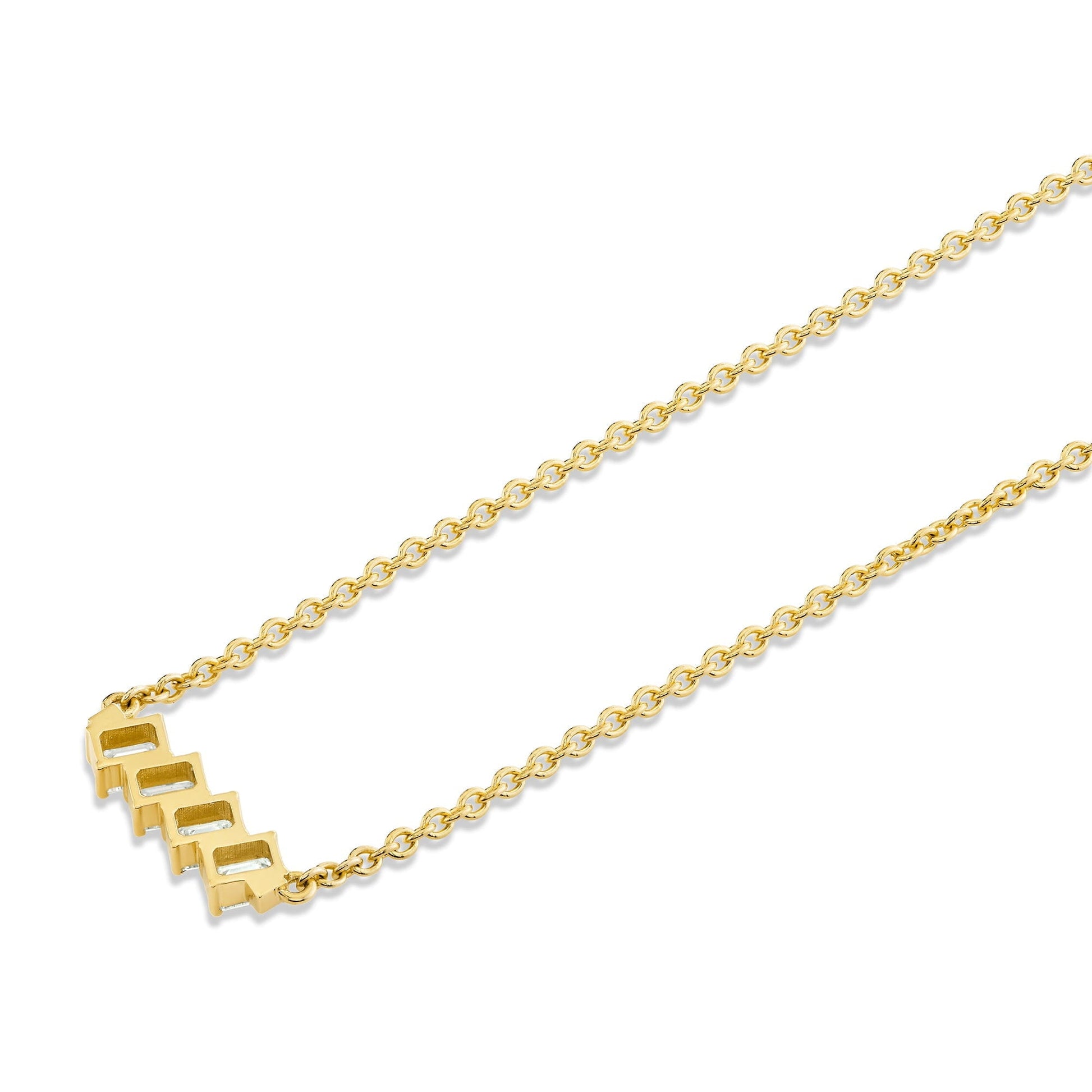 Mini Montage Emerald Cut Diamond Bar Necklace