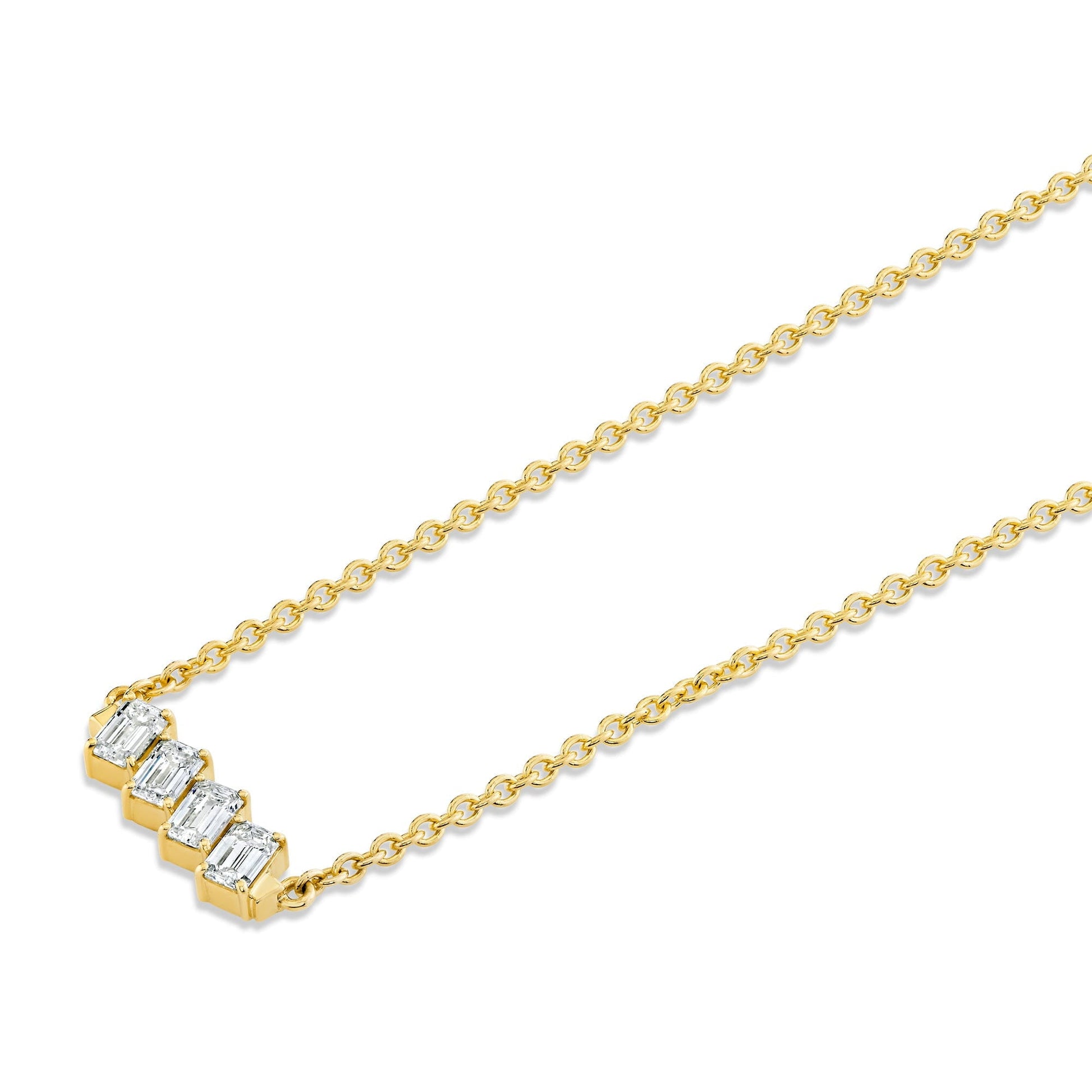 Mini Montage Emerald Cut Diamond Bar Necklace