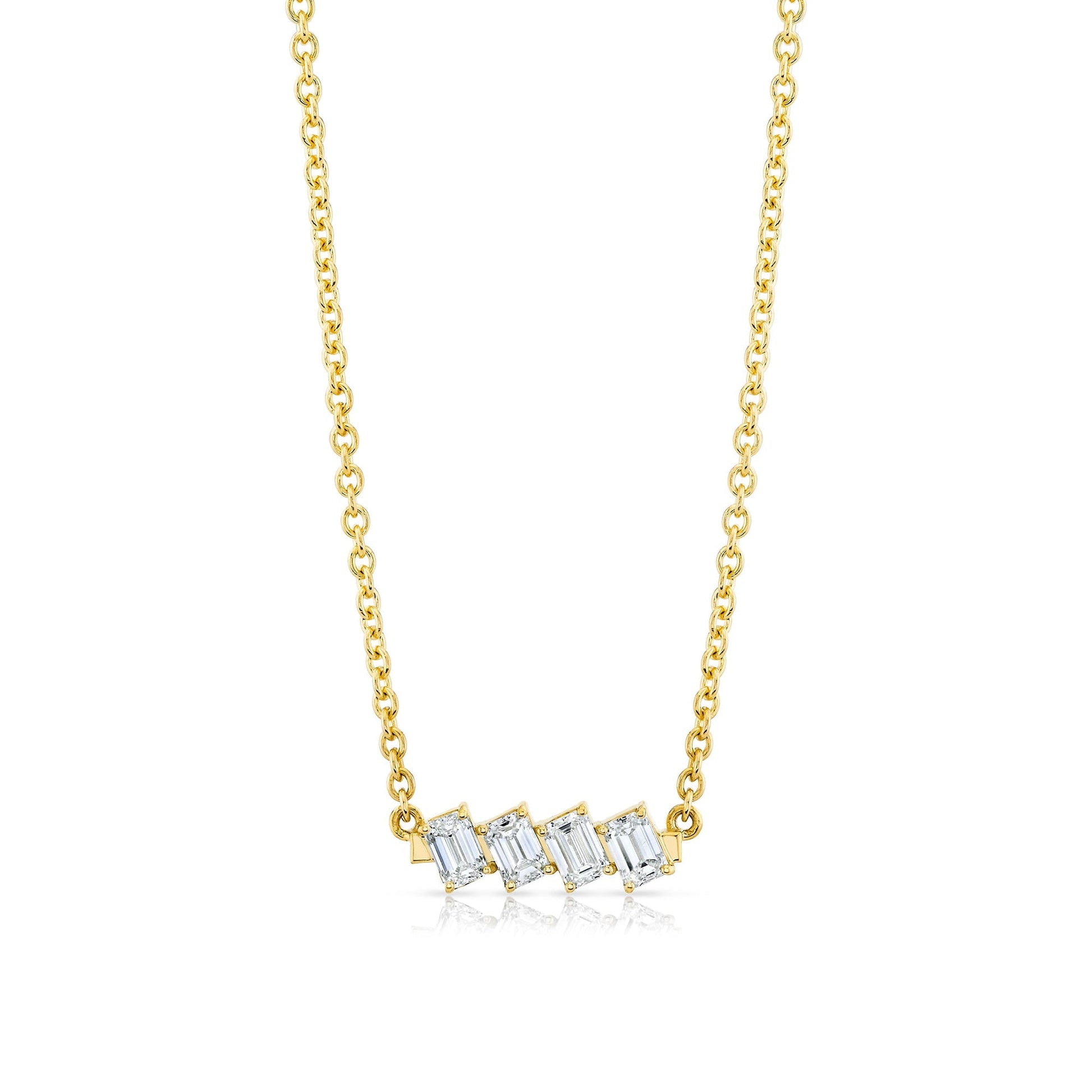 Mini Montage Emerald Cut Diamond Bar Necklace