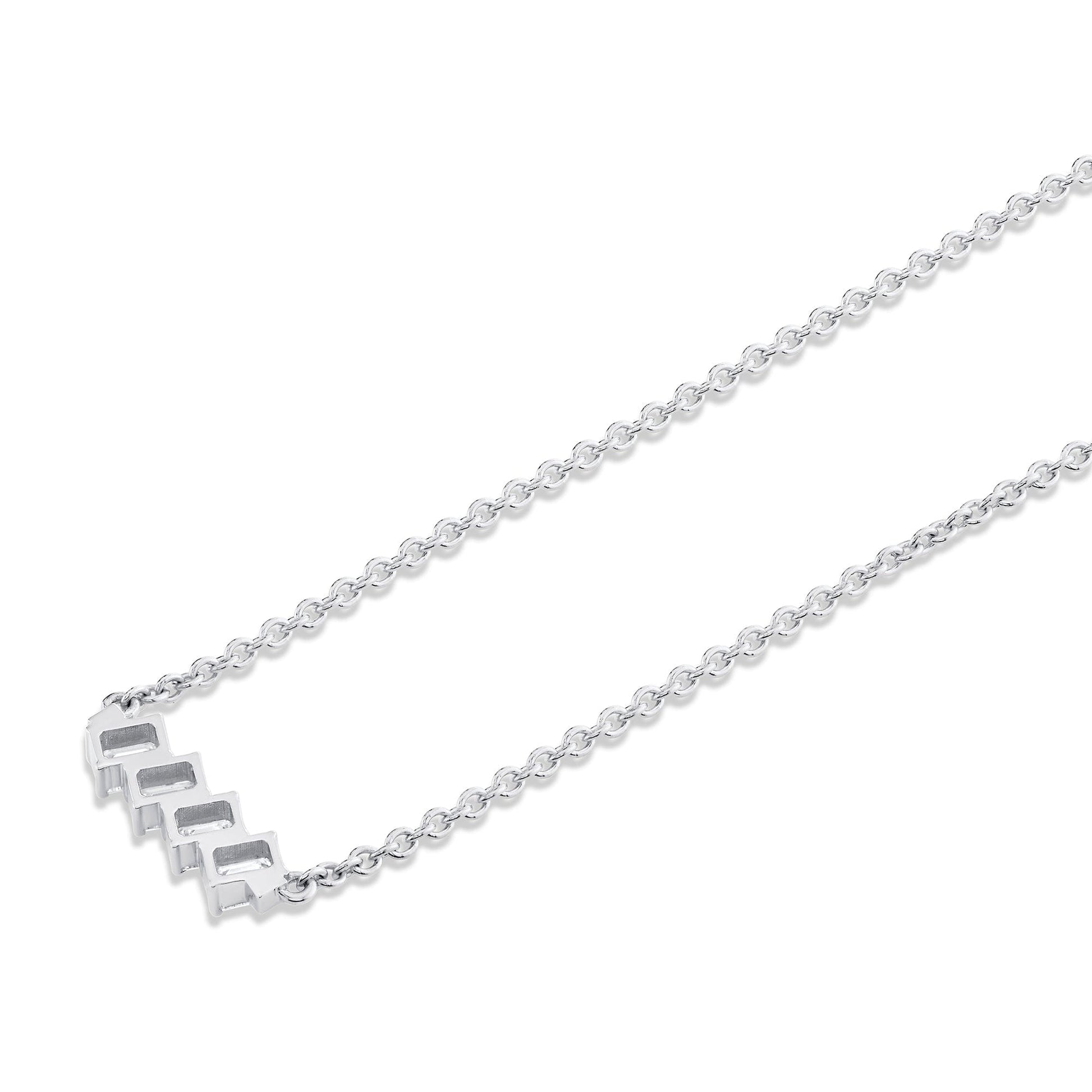 Mini Montage Emerald Cut Diamond Bar Necklace