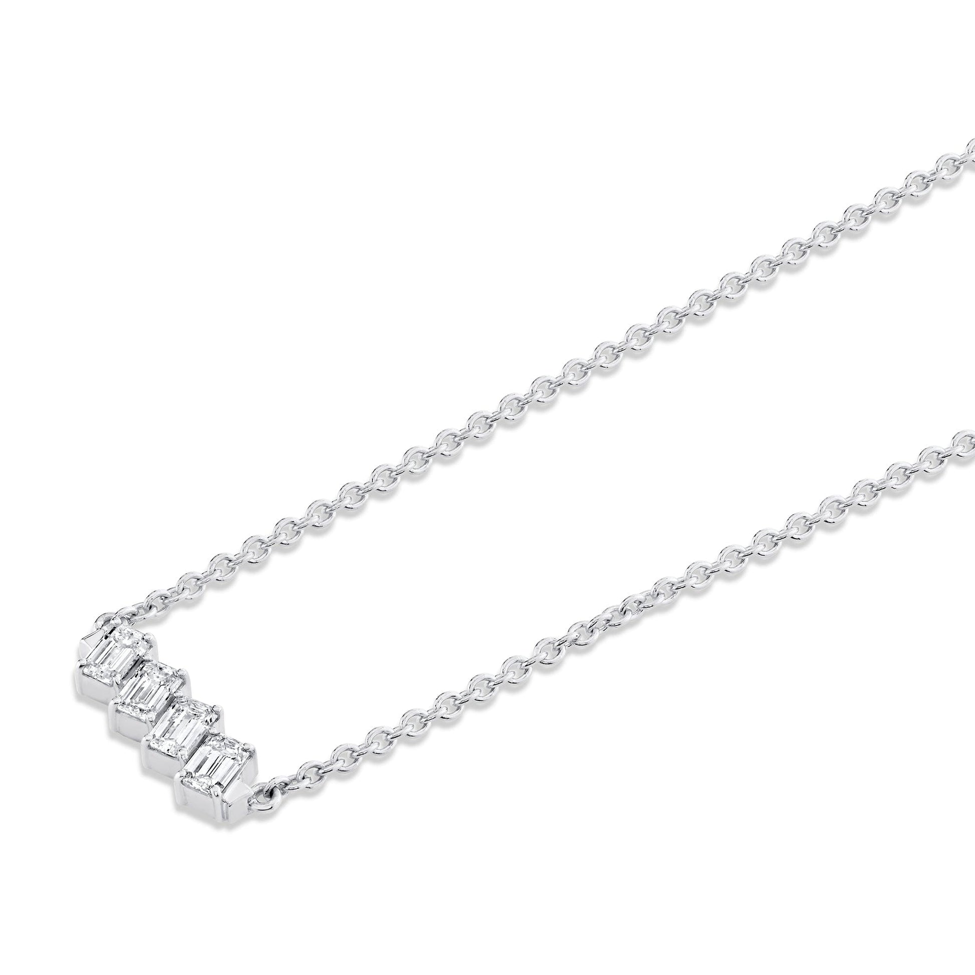 Mini Montage Emerald Cut Diamond Bar Necklace