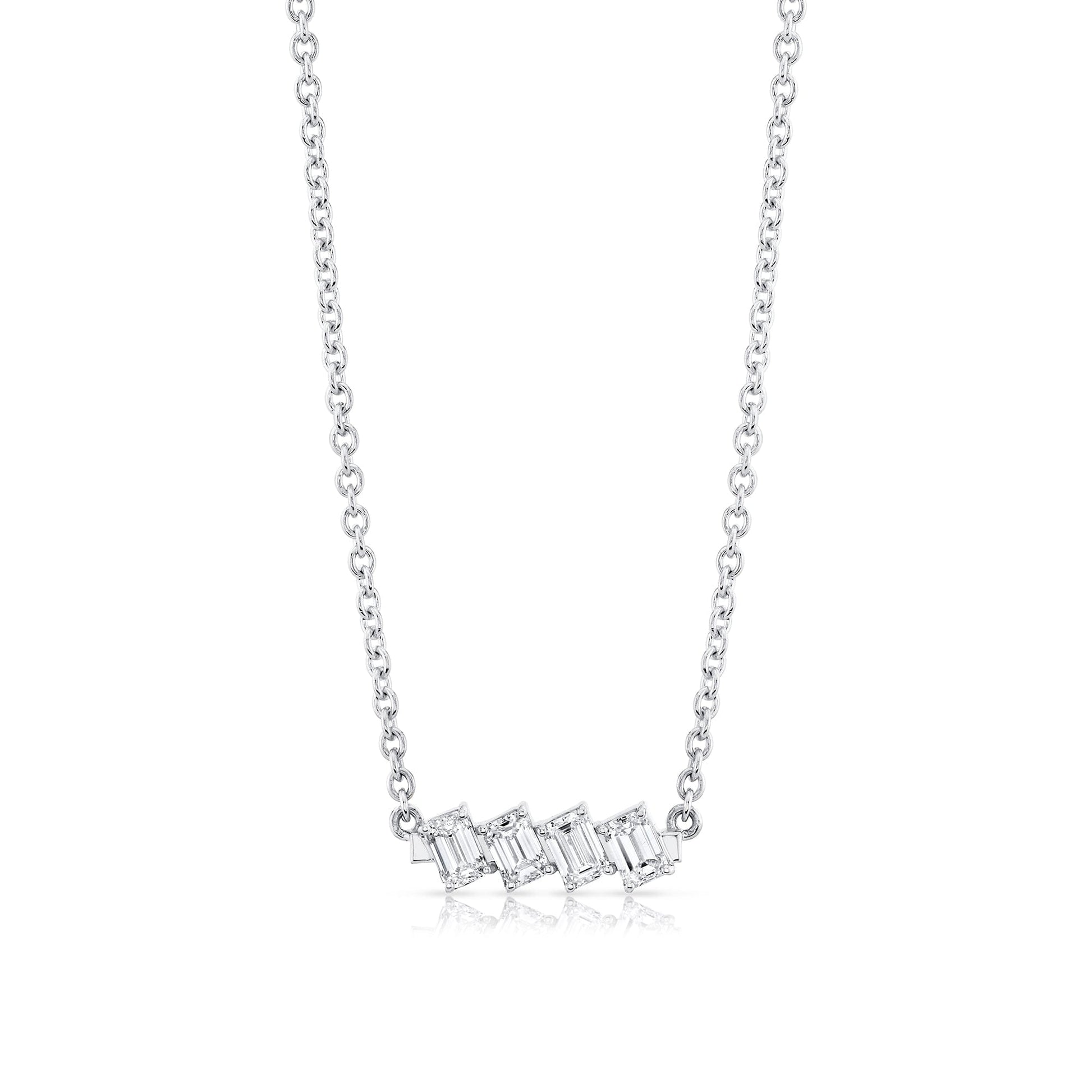 Mini Montage Emerald Cut Diamond Bar Necklace