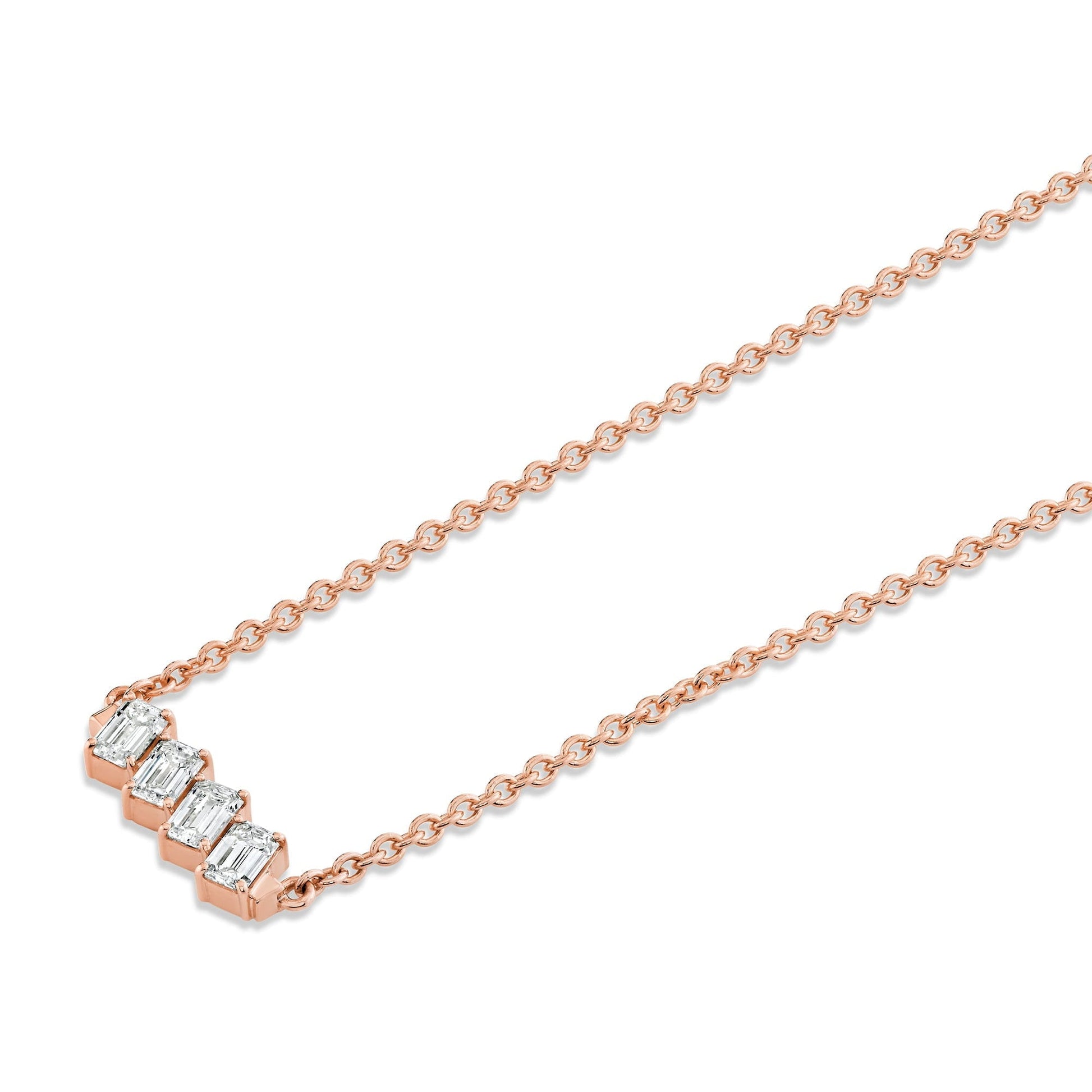 Mini Montage Emerald Cut Diamond Bar Necklace