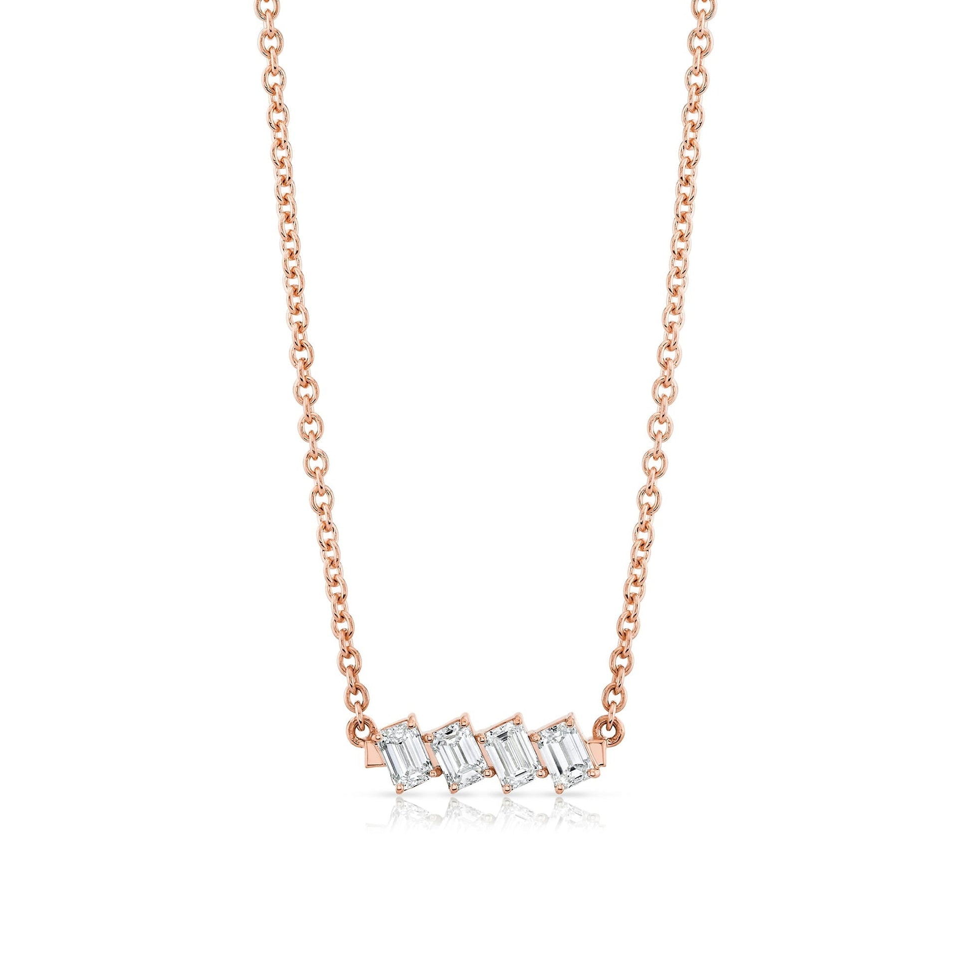 Mini Montage Emerald Cut Diamond Bar Necklace