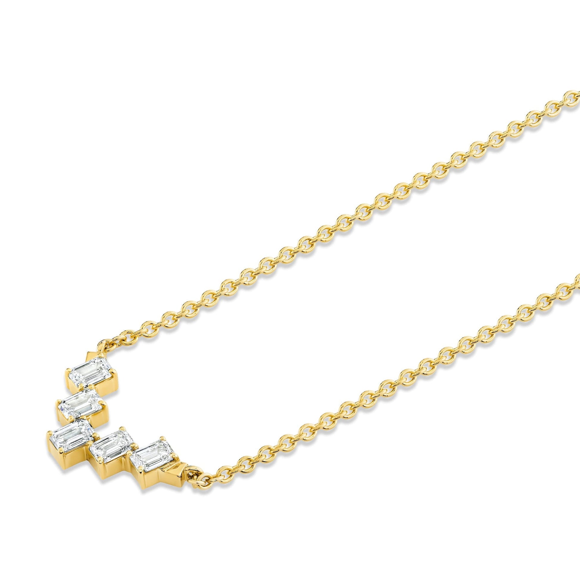 Mini Montage Emerald Cut Diamond Chevron Necklace