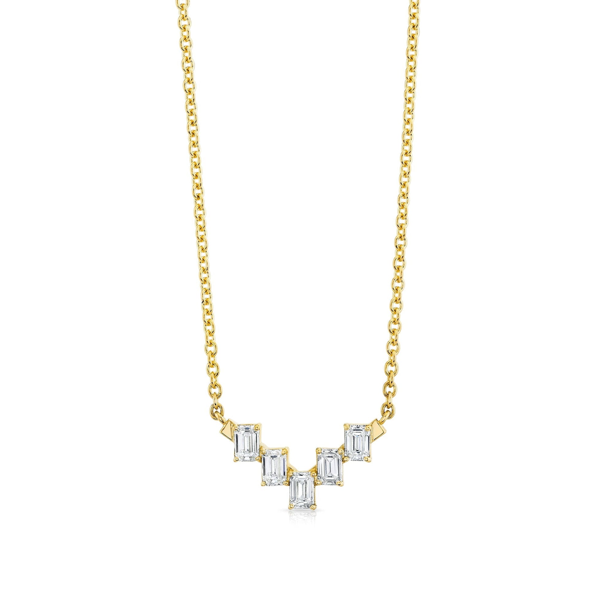 Mini Montage Emerald Cut Diamond Chevron Necklace